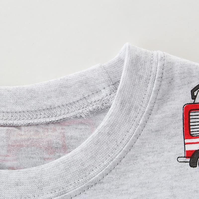 Toddler Fire Truck Shirts for Kids Boys Short Sleeve T Shirt Gray - Image 4