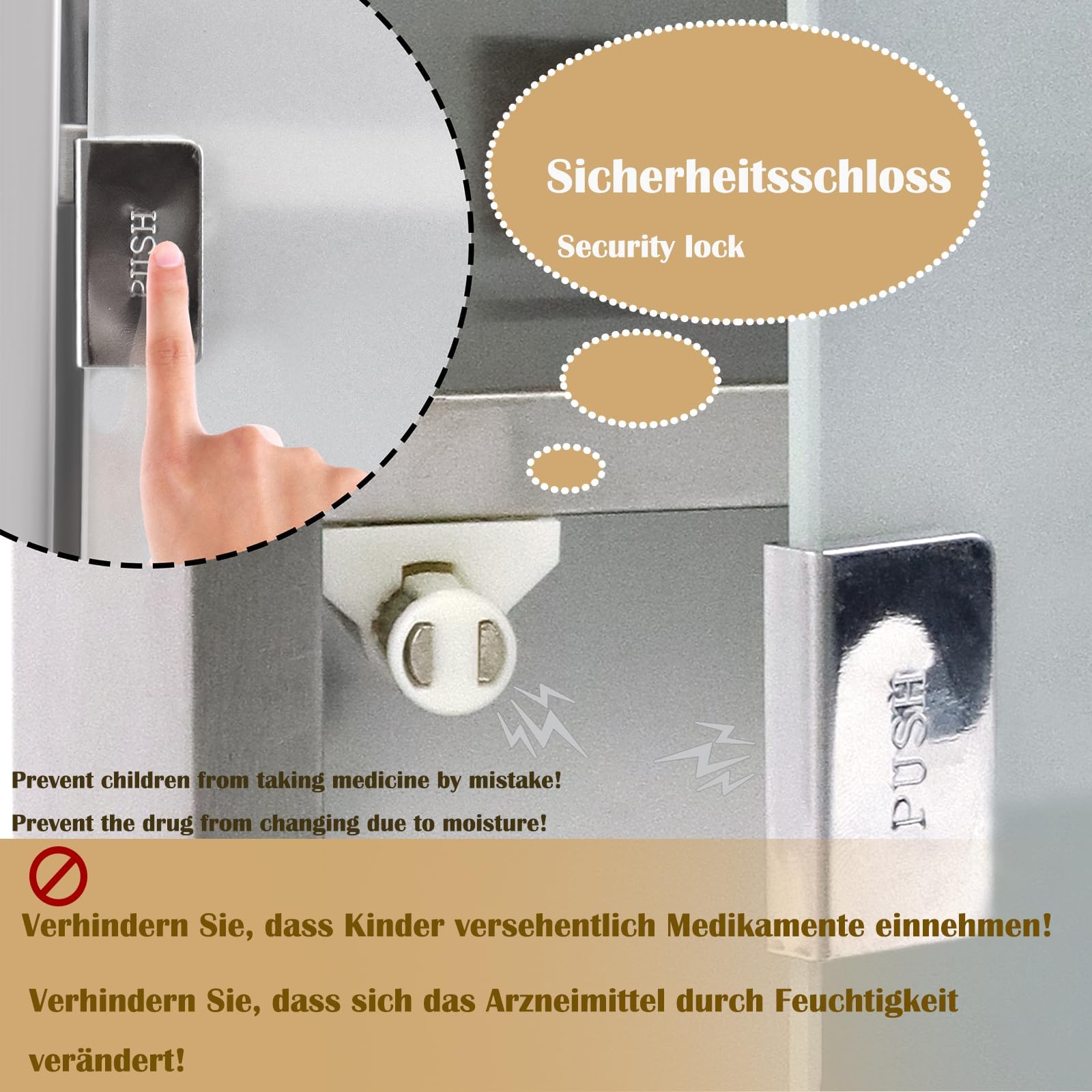 LZQ Armoire à pharmacie verrouillable en acier inoxydable à 4 compartiments avec porte en verre et 2 clés (L 30 x l 12 x H 57,5 cm)