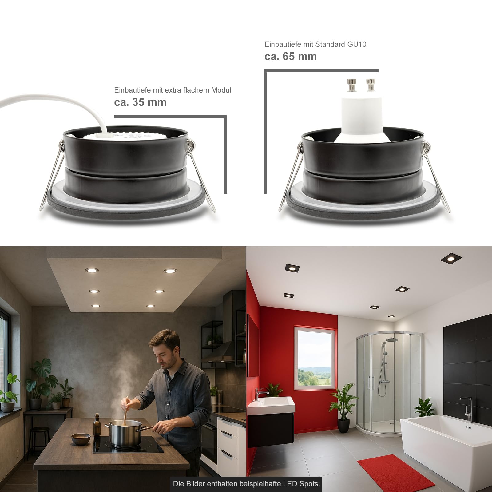 trendlights24 V2 Decken Einbaustrahler rund flach IP65 230V 5W 5er Set | Decken Einbauleuchten, Edelstahl Optik gebürstet, ultra flach, 35 mm, LED Spots, Neutralweiß, 4000k, austauschbar Bad, außen