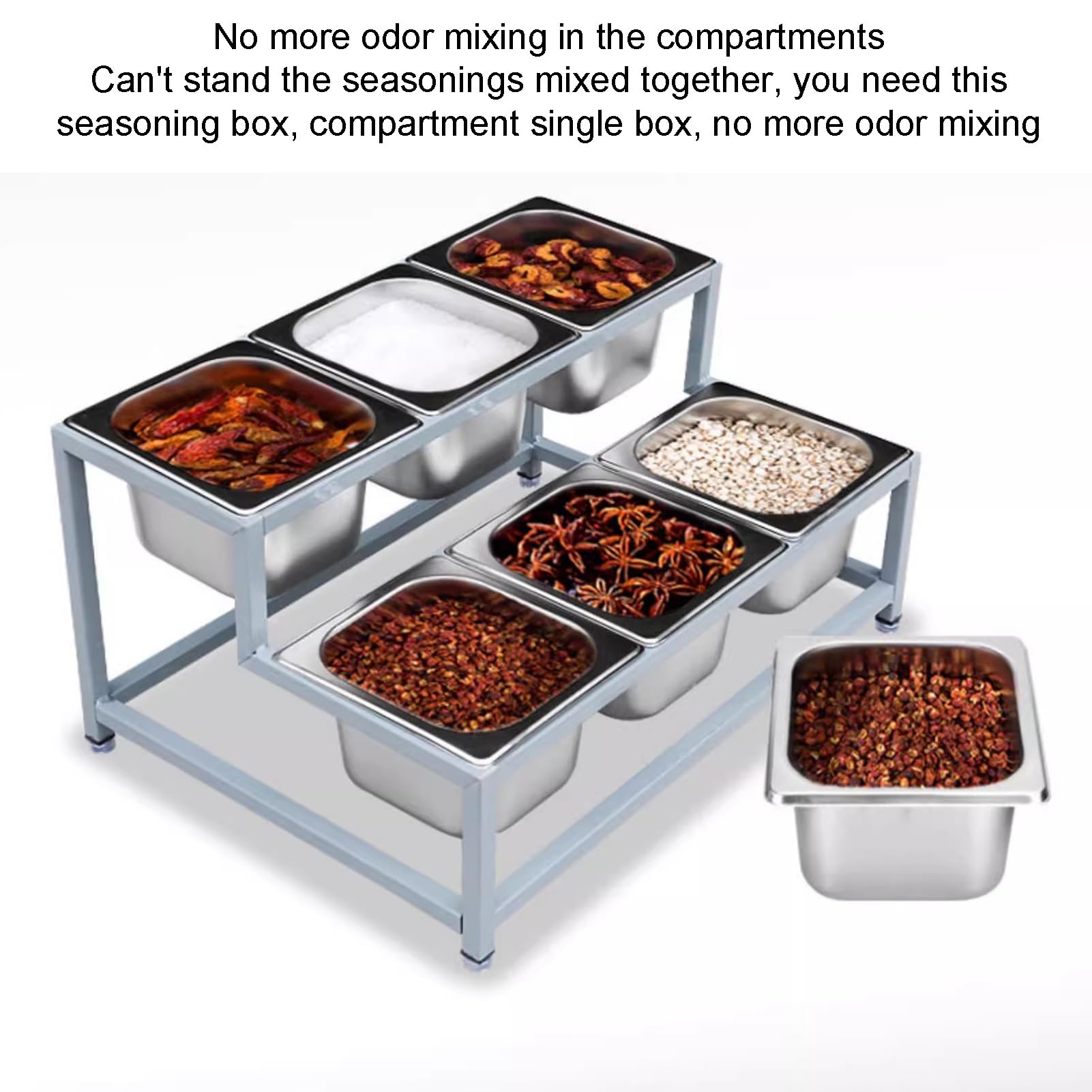Set Di Porta Spezie In Acciaio Inox, Porta Condimenti Professionali Per Salse, Insalate E Marmellate, Dispenser Per Condimenti Alimentari, Organizer Da Banco Per Cucina E,Silver-b-50x75x31cm