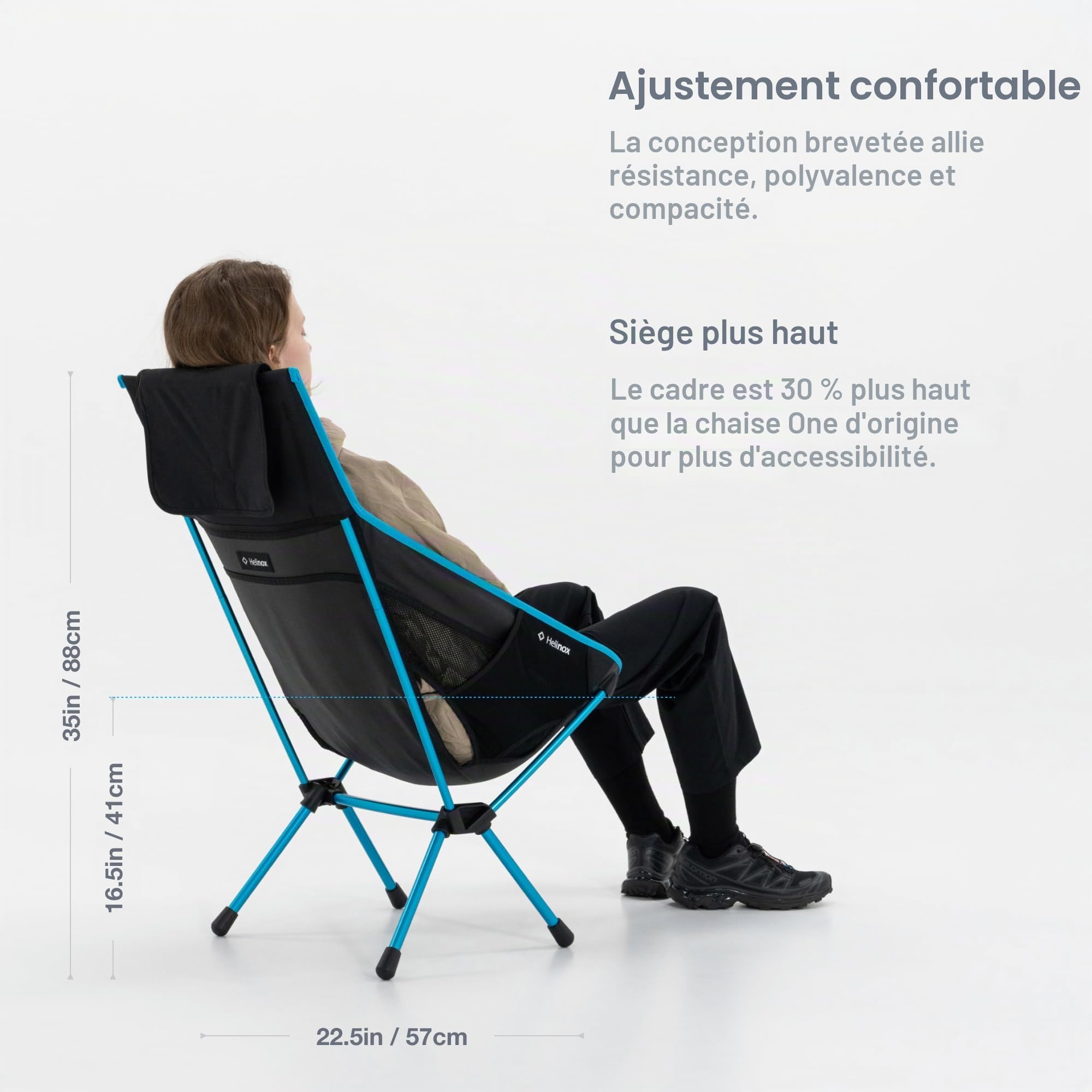 Helinox Chair One Chaise de camping à dossier haut (re), 1,2 kg, chaise de camping à dossier haut, pliable, chaise portable pour randonnée, voyage, noir