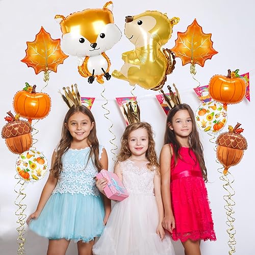 Miniatura 4 de Globos de otoño, globos de aluminio de Mylar de hoja de arce, calabaza y ardilla, copos de aluminio, para fiestas de cumpleaños, baby shower,