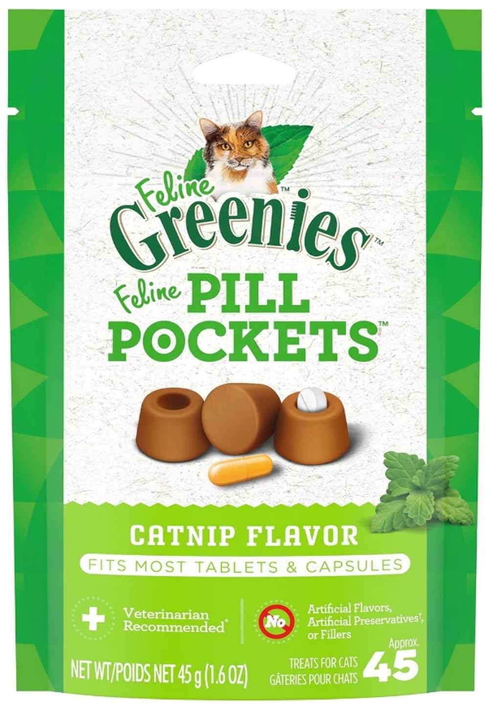 Feline Pill Pockets Catnip Flavor For Tablets & Capsules 45-Count