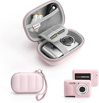 Digital Camera Case with Silicone Set Fit for Kodak PIXPRO FZ55, Small Digital Camera Cover Set with SD Card Storage for Travel Pink