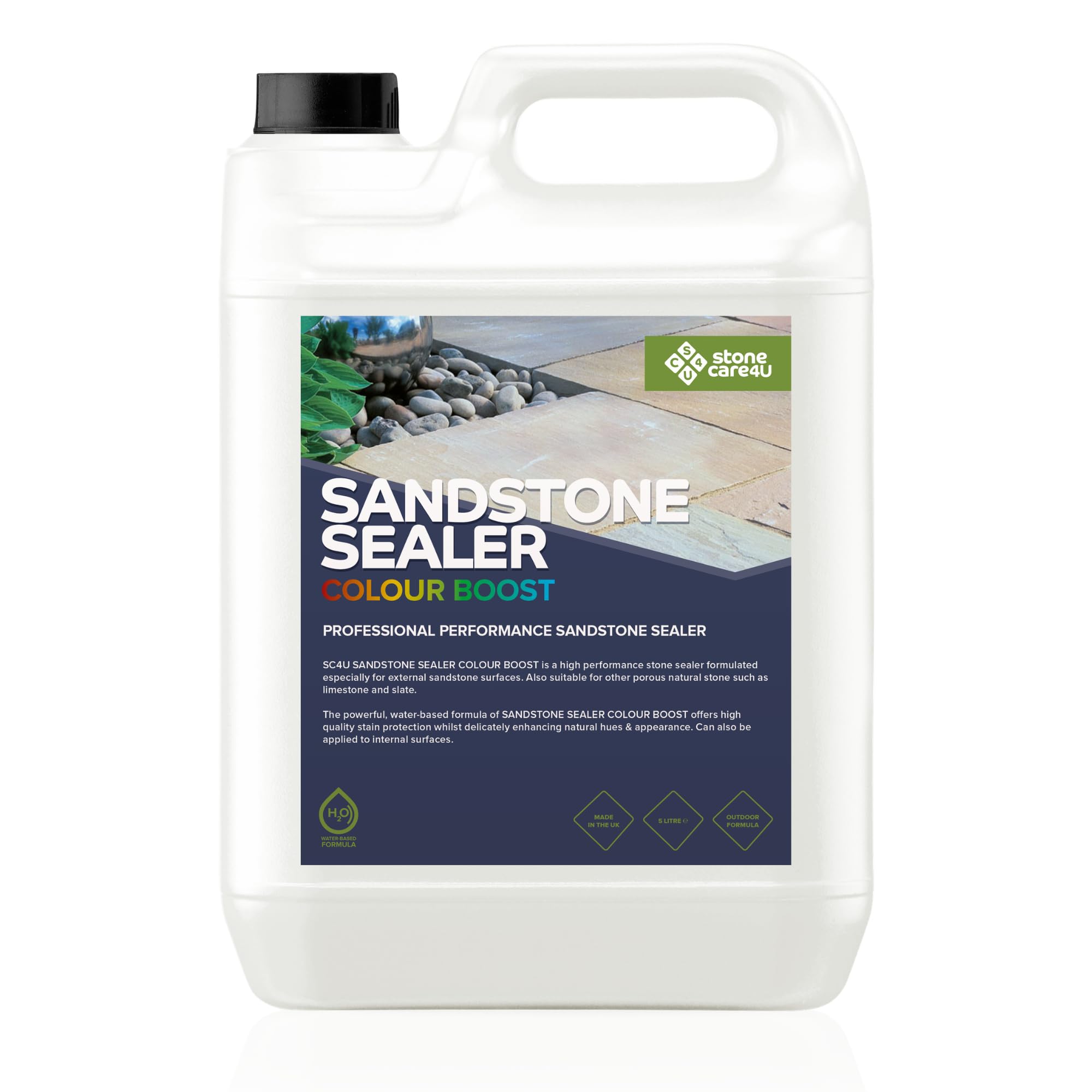 StoneCare4U - Sandstone Sealer Colour Boost - 5L - Colour Enhancement Exterior Natural Stone Sealant for Sandstone, Limestone, Slate & More. Outdoor Clear Sealant for Patio, Drive & Paths — image 1