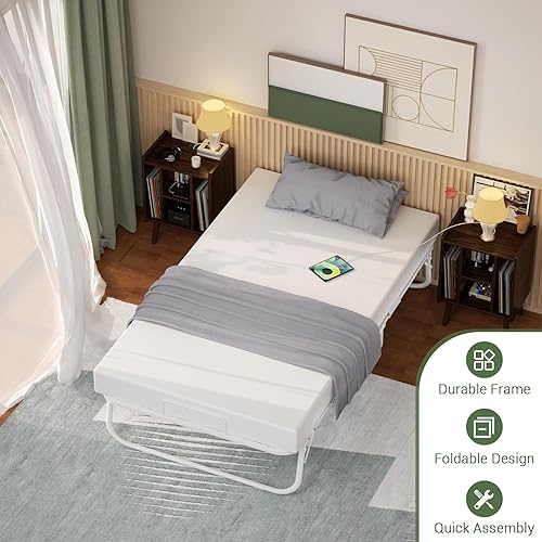 Miniatura 17 de Unikito Cama plegable con colchón para adultos, 75 x 31 pulgadas, cama de invitados portátil plegable con colchón de espuma viscoelástica y marco de