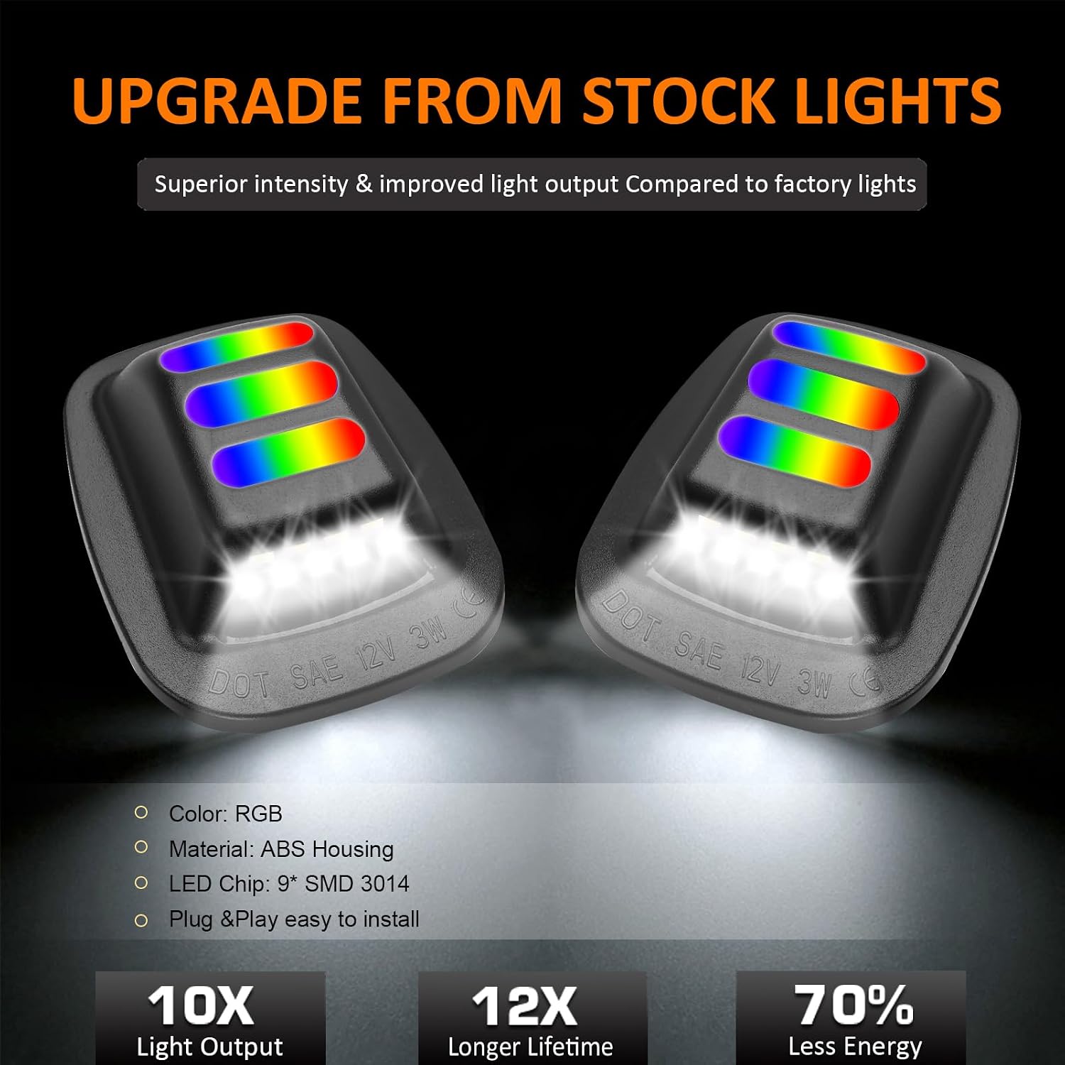Bestview RGB LED License Plate Lights Tag Lamp Assembly Compatible with 1988-1999 Chevy GMC Silverado Sierra C/K Series 1500 2500 3500 Suburban Blazer S10 Tahoe Yukon Sonoma S15