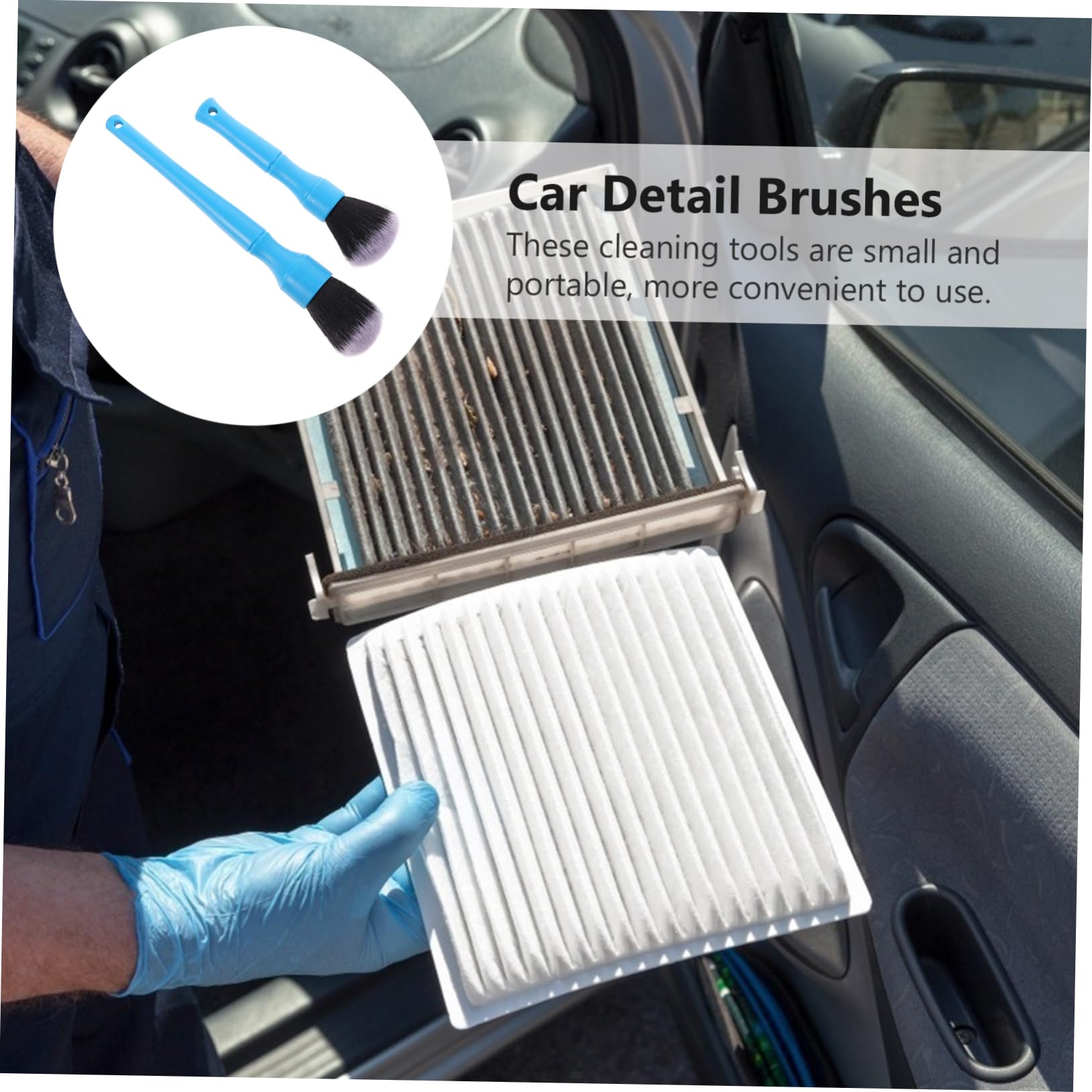 Mobestech 6pezzi Spazzole Detailing Auto Spazzole Ultra Morbide per Pulizia Interni e Esterni Manico Ergonomico Graffi per Venti Portabicchieri e Pannelli Attrezzi per Detailing Auto Lunga e