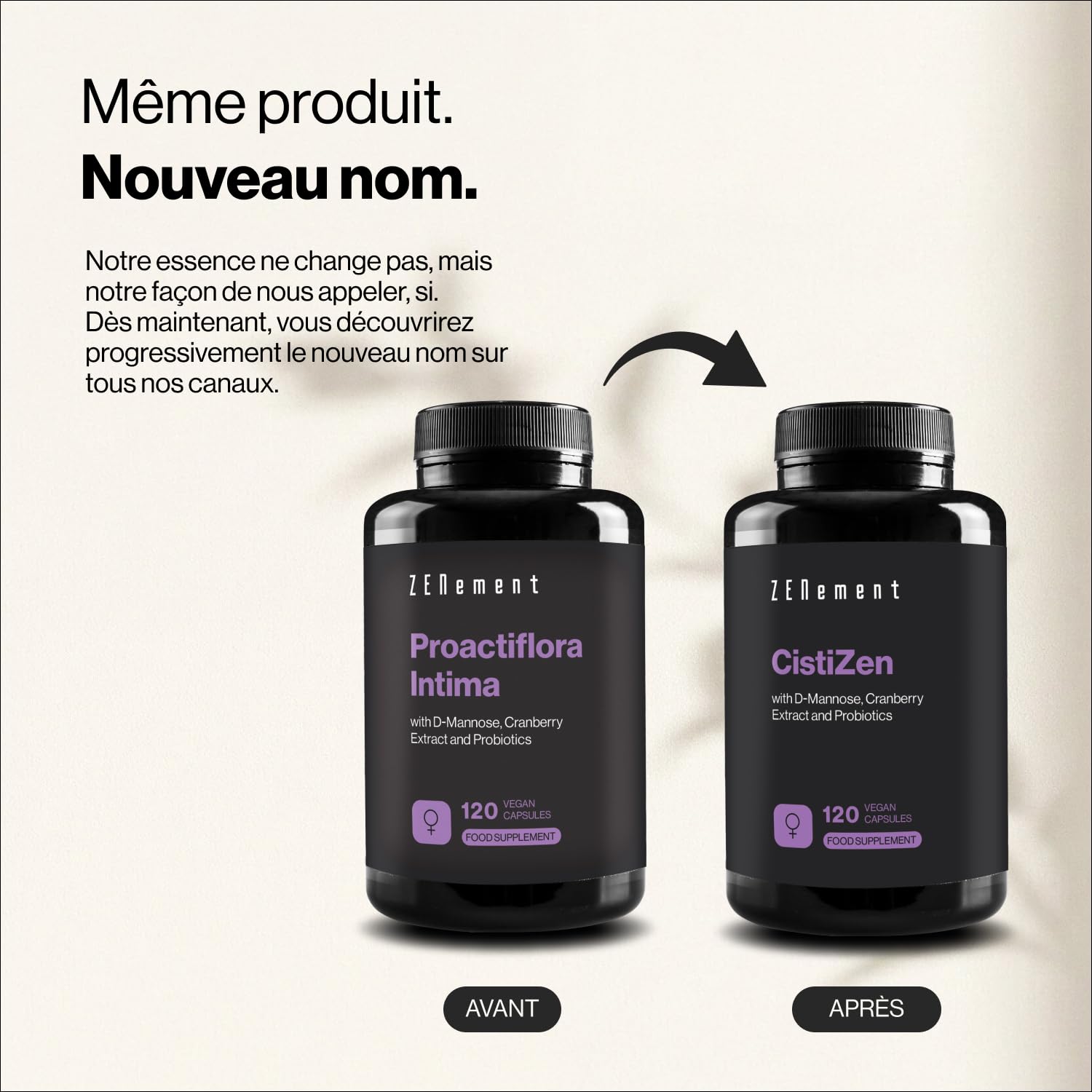 CistiZen - Avec D-Mannose, Cranberry et 5 Souches Probiotiques - 120 Gélules Véganes – Sans Additifs, OGM, Gluten ni Lactose - Cure de 2 mois - Zenement