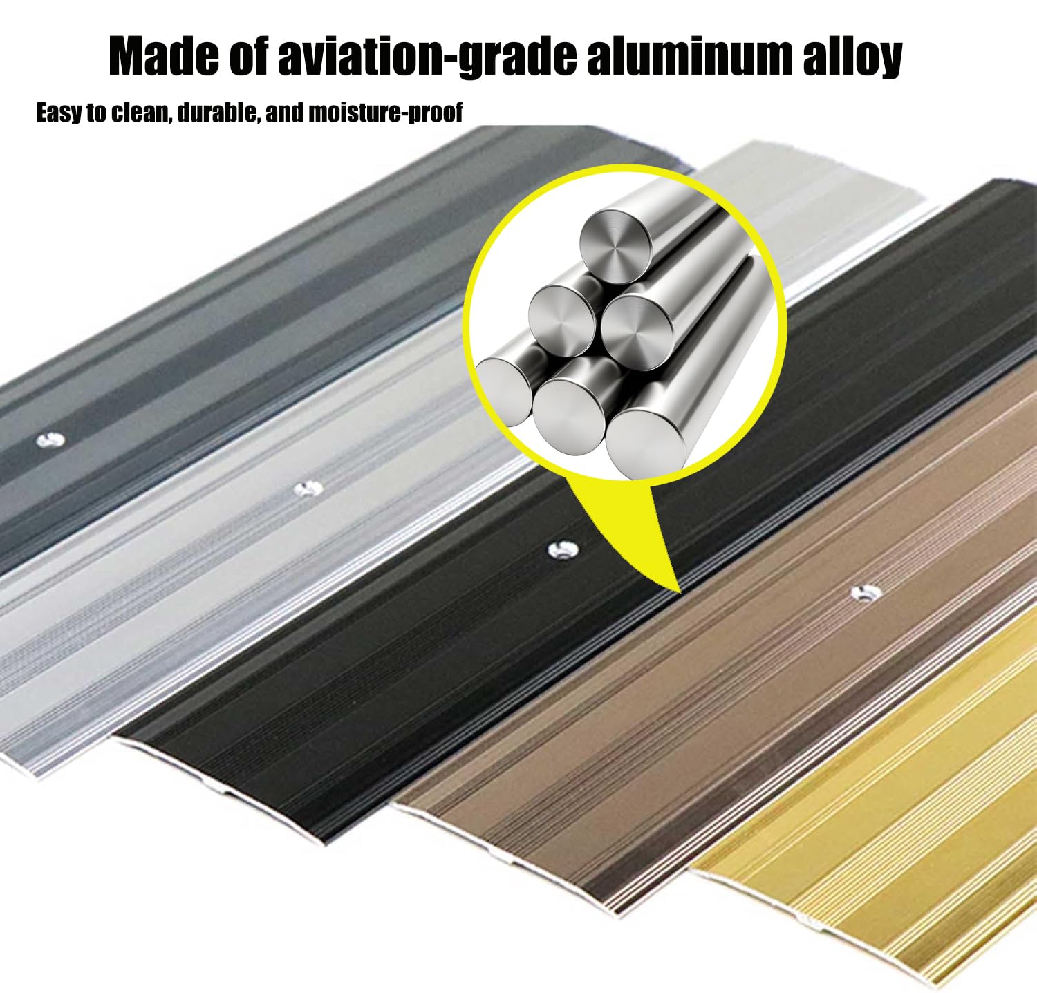 Srebrny 6 x 115 cm antypoślizgowy aluminiowy próg do drzwi 6 cm szerokości listwy przejściowej do drewna na płytkach i płytkach na podłodze laminowanej