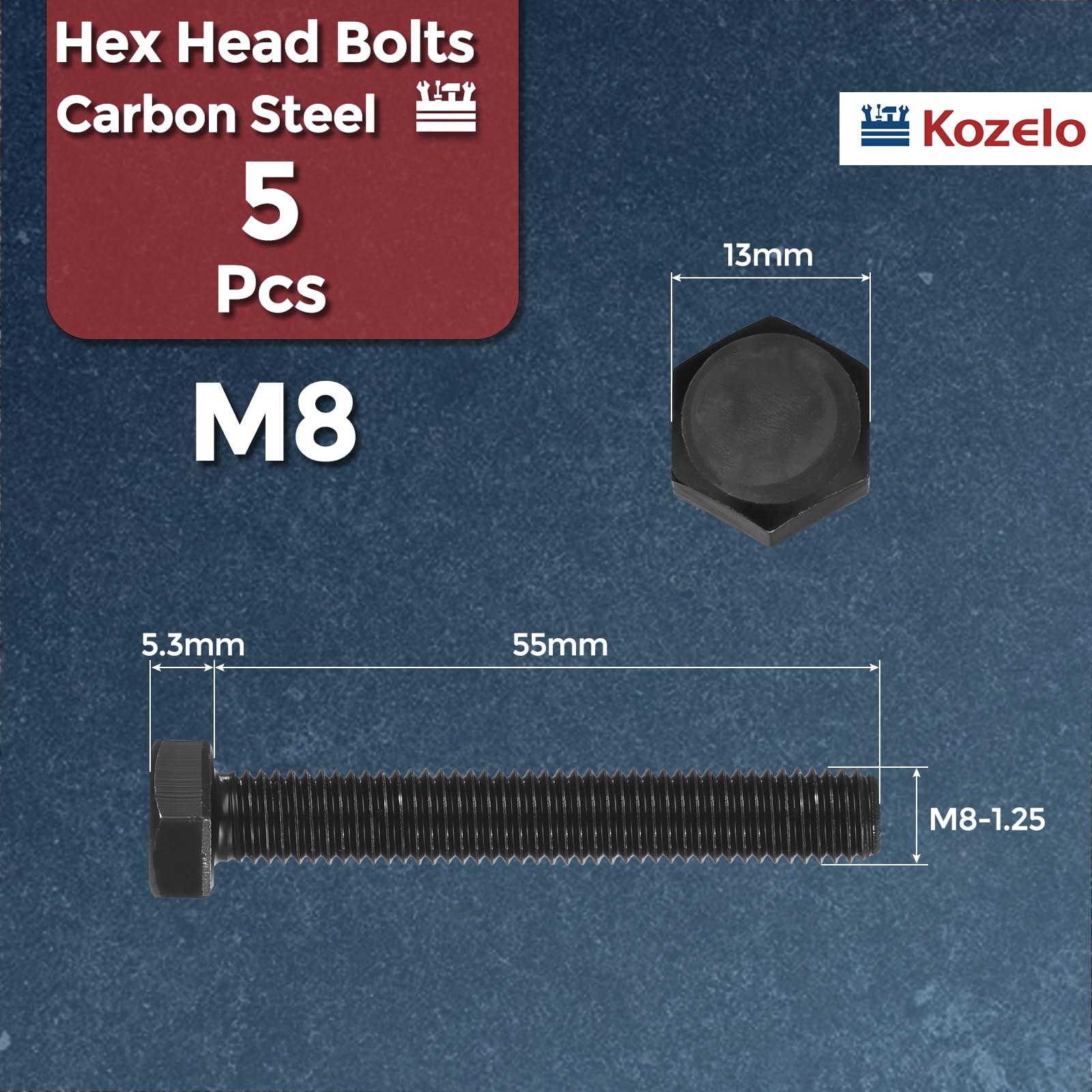 Kozelo 5 Pcs Hex Head Screws Bolts - Image 2