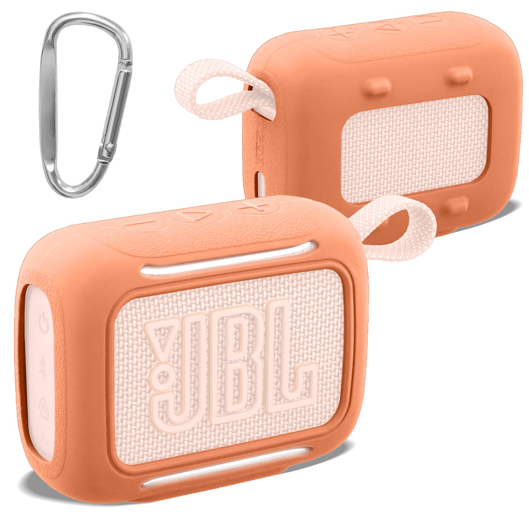 co2CREA Silicone Case for JBL Go 5 Bluetooth Speaker, Ultra-Light Shockproof Silicone Protective Cover Sleeve with Carabiner,Speaker Not Included