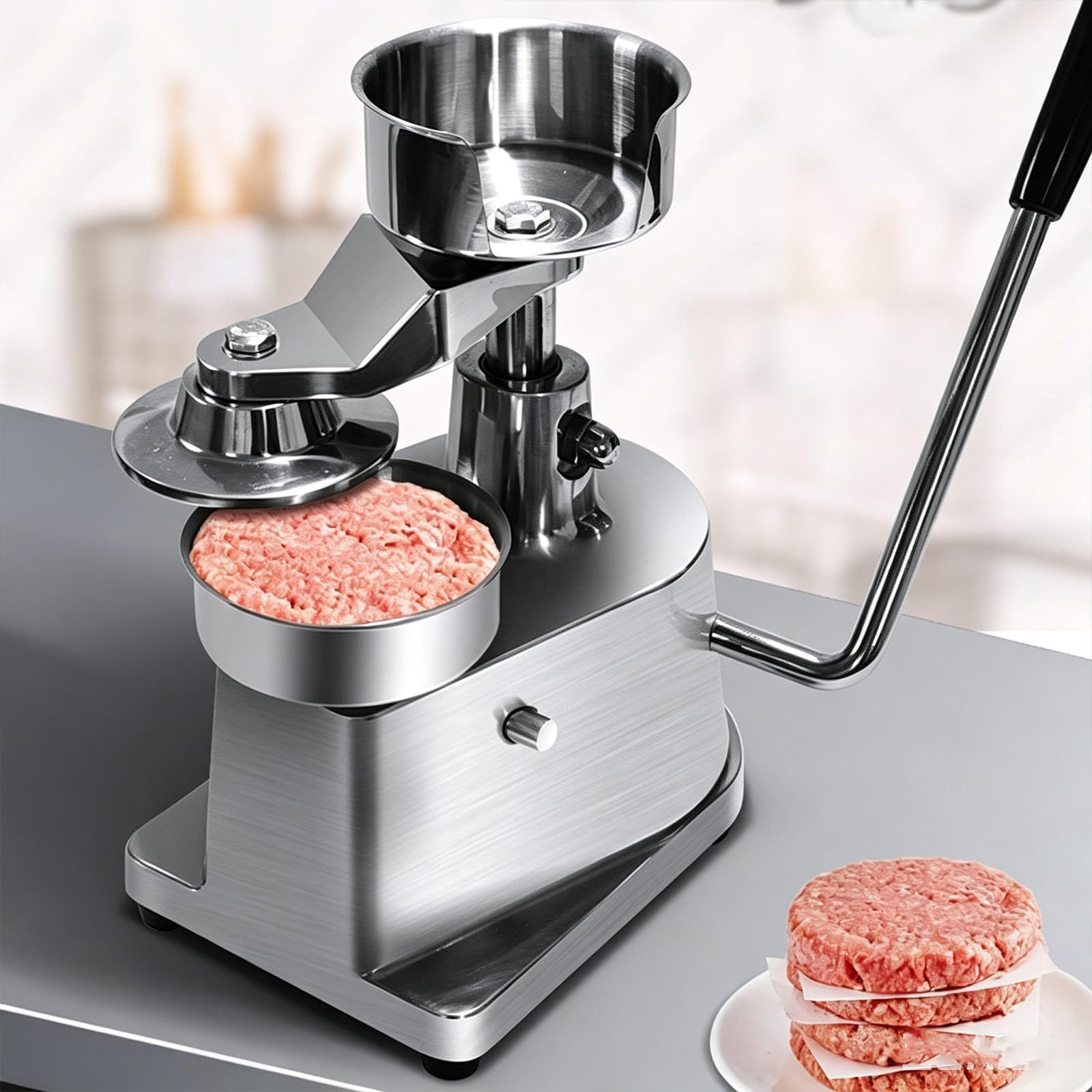 Prensa para Hamburguesas, Prensa Manual De Acero Inoxidable con Mango, Moldeado por Presión A-Time, Fácil De Limpiar, para El Hogar Y Restaurantes, para Hacer Hamburguesas De 5 Pulgadas.