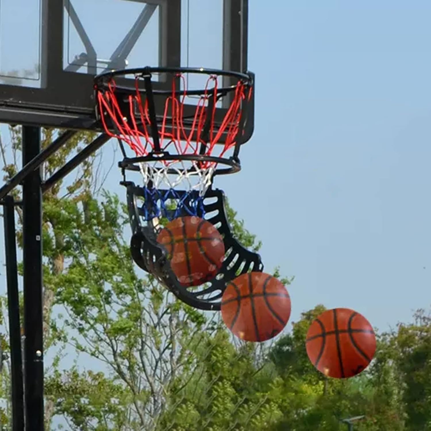 Basketball Shot Return Apparatus Returner Hanging Ball Attachment Training Aid Chute for Indoor Outdoor Hoop