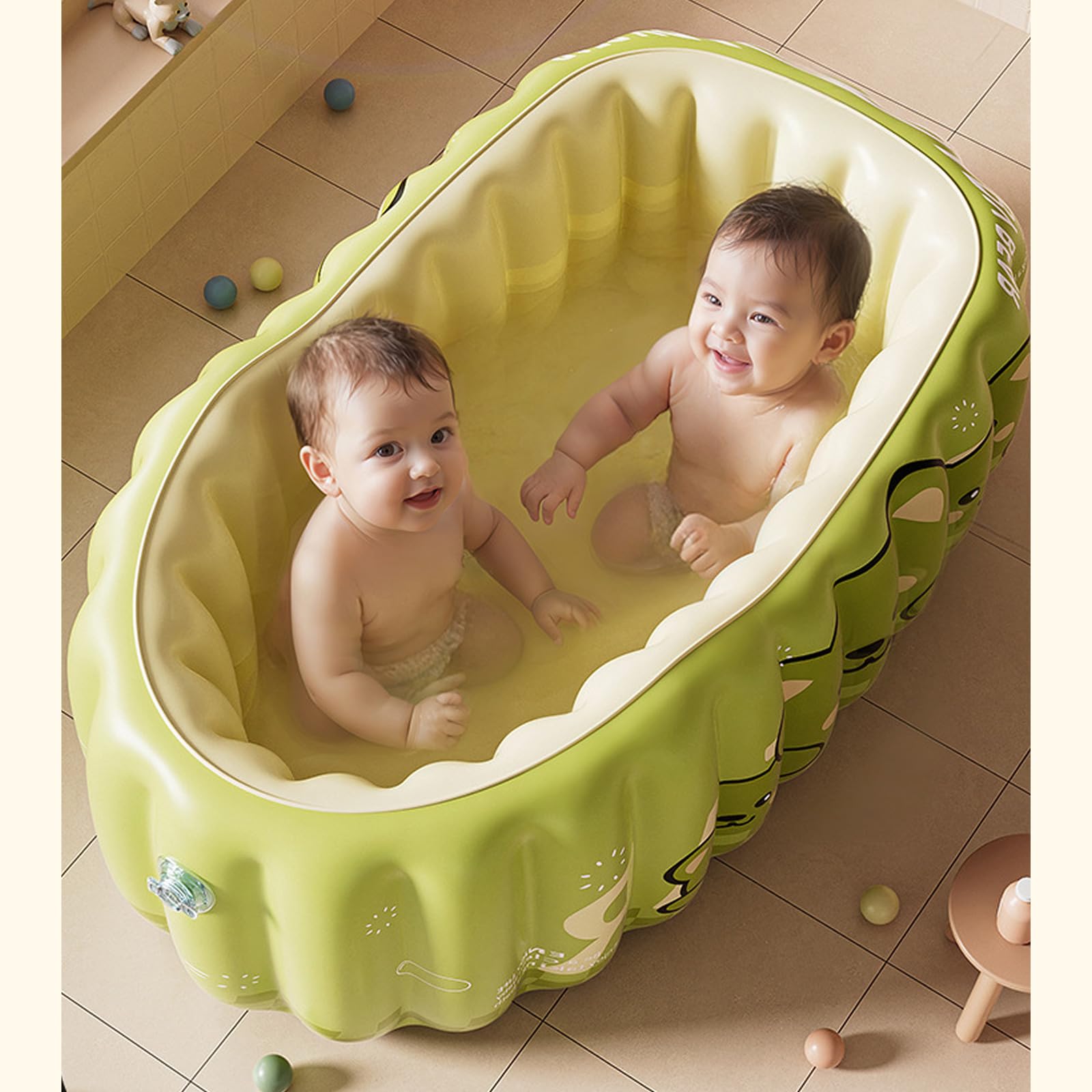 Verstellbare Babybadewanne, PVC, leichte Struktur, sichere Luftkammer, Wand, Babybaden für bequemes Baden, weiches, hautfreundliches Bad