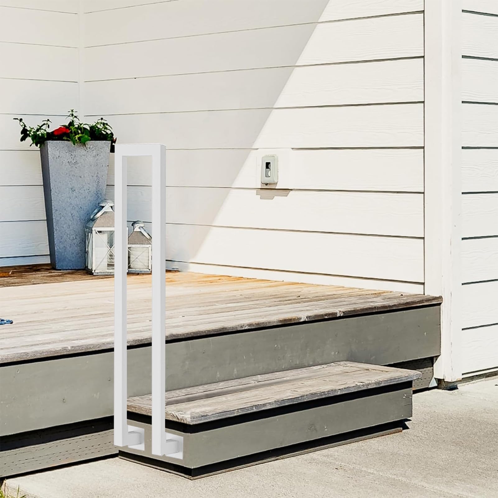 Rampe d'escalier extérieure pour sécuriser le jardin en U