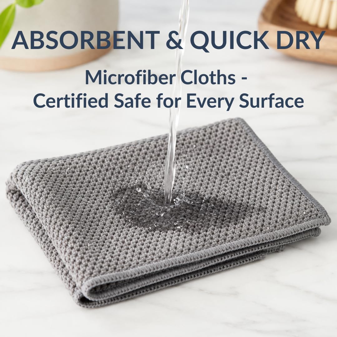 Paquete de 6 paños de limpieza de microfibra, 12 x 12 pulgadas, beige, rosa, gris, paños de cocina reutilizables y paños de cocina, paños de cocina súper absorbentes para lavar platos, sin pelusas,
