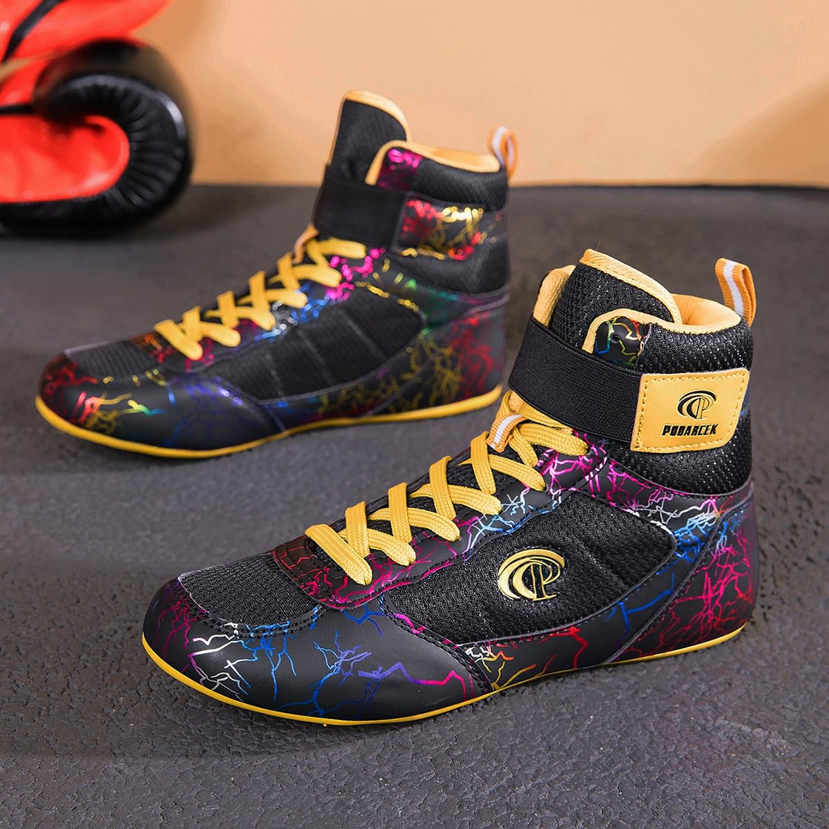 Chaussures de Boxe de Fitness en Lutte pour Femmes, Chaussures de Musculation et de Squat, Baskets légères Montantes pour la Musculation