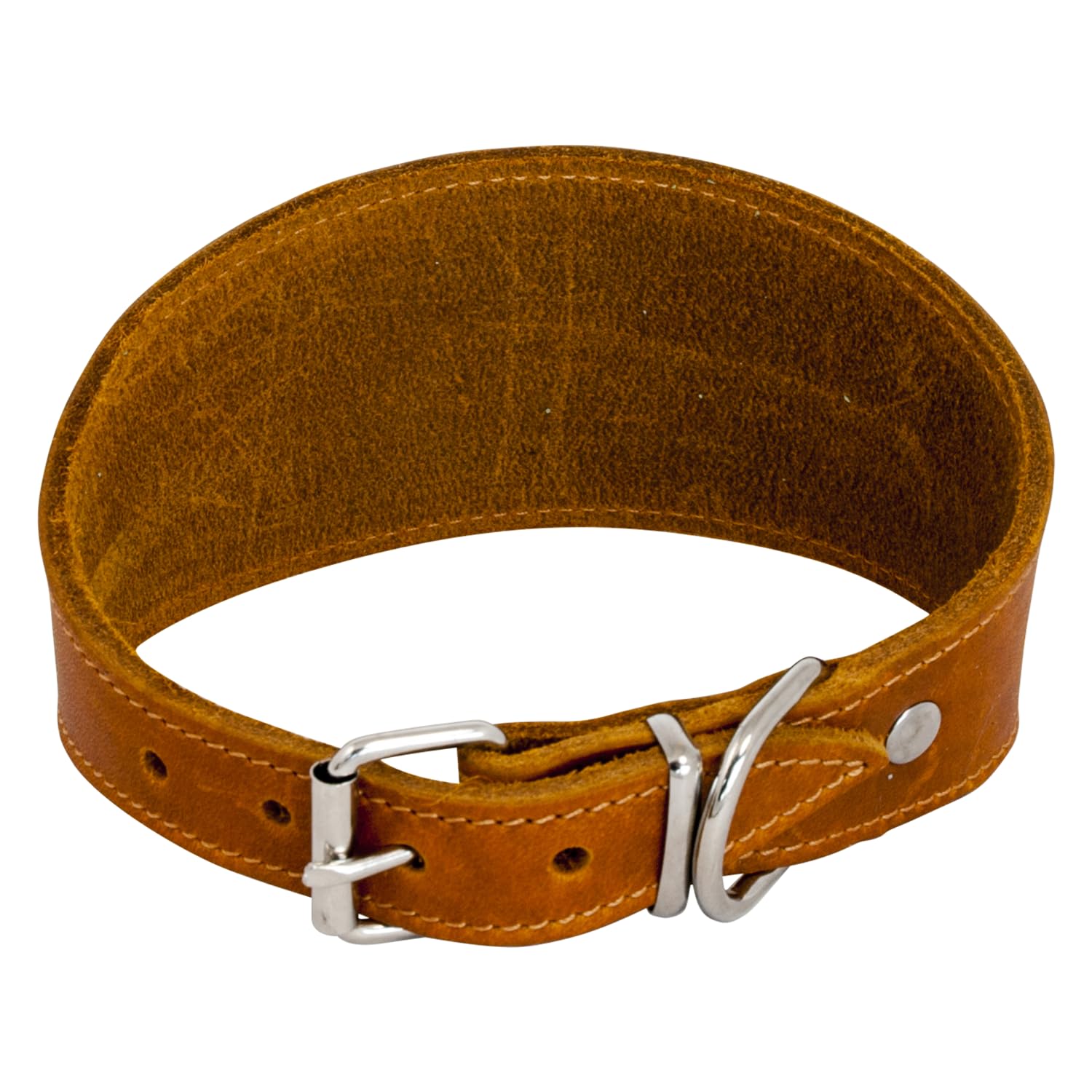 JACK AND VANILLA, Greyhound Dog Collar, Fat Leather Model, Cognac, Size 37 cm