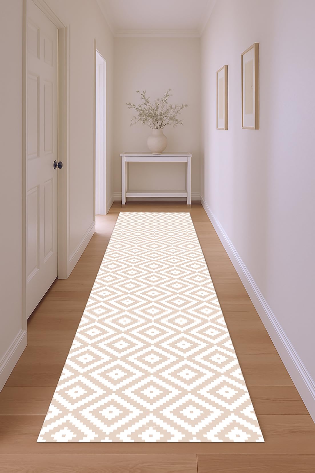 DobleUve Estudio Vinyl Teppich Geometrisch 08 | Beige | 100x100 cm | Waschbarer Rutschfester Küchenläufer | Vinylteppich | Vinylboden | Vinylteppich für Wohnzimmer