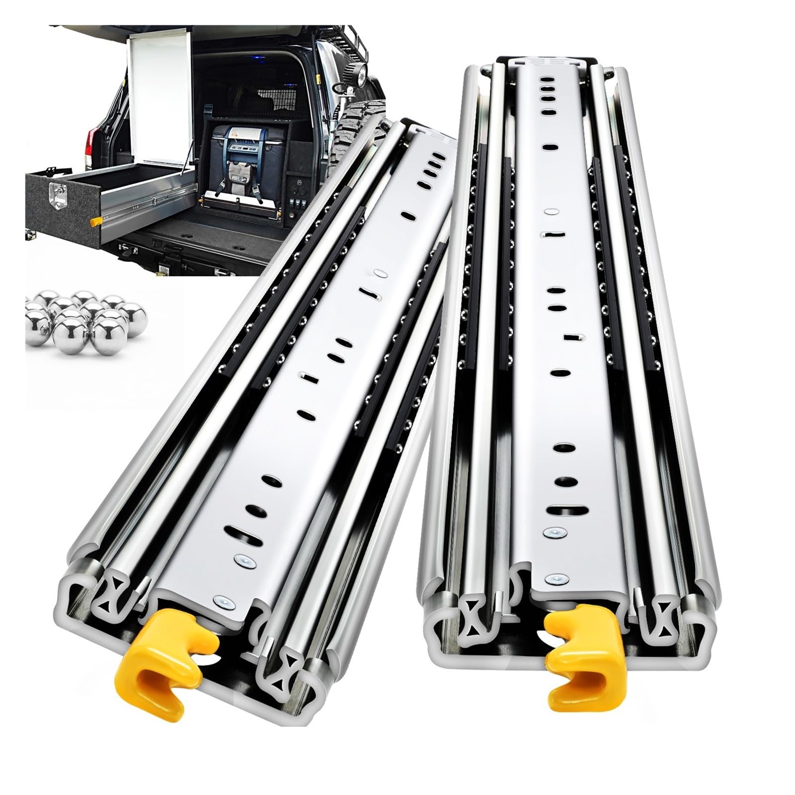 Guías para cajones con cojinetes de bolas montados Diapositiva Resistente Del Cajón De La Extensión Completa Montada Lateral Ancho 76mm(18in(450mm))