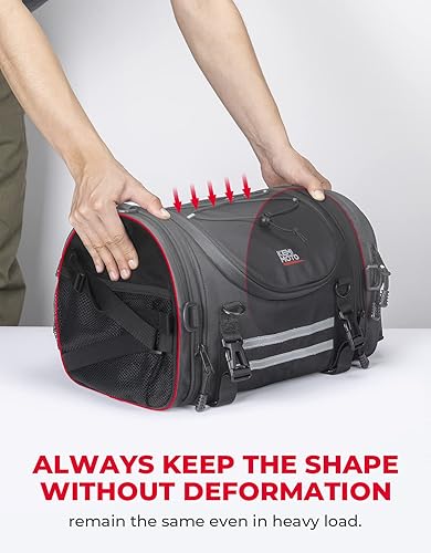Miniatura 2 de KEMIMOTO Bolsas de Motocicleta 18-20L Expandibles para Cola de Motocicleta con Barra Sissy Resistente al Agua, Bolsa de Asiento Trasero Enrollable