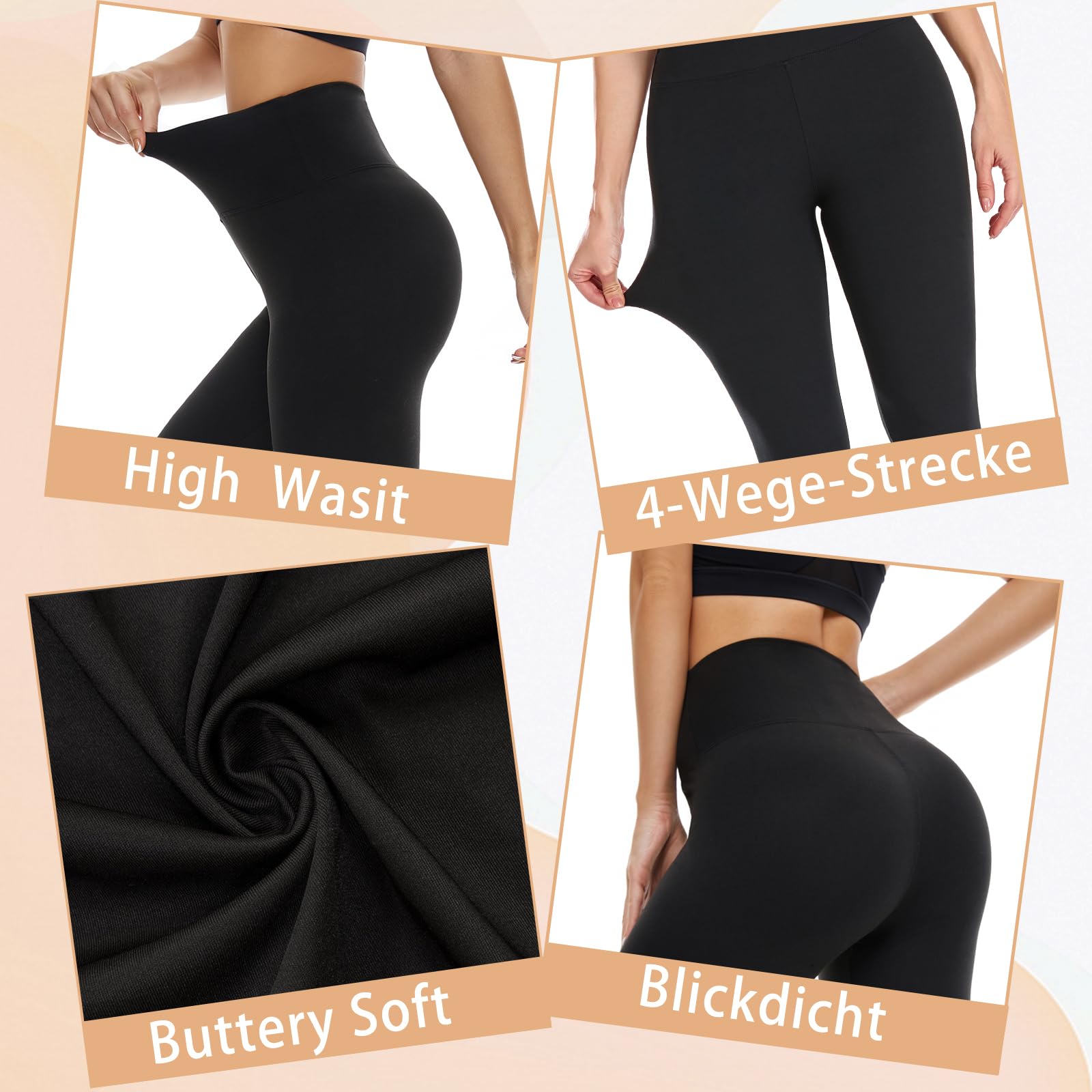 ACTINPUT Leggins Donna Vita Alta Leggings Fitness Sportivi Donna Pantaloni Yoga Controllo della Pancia Opaco Elastici Morbido Leggings