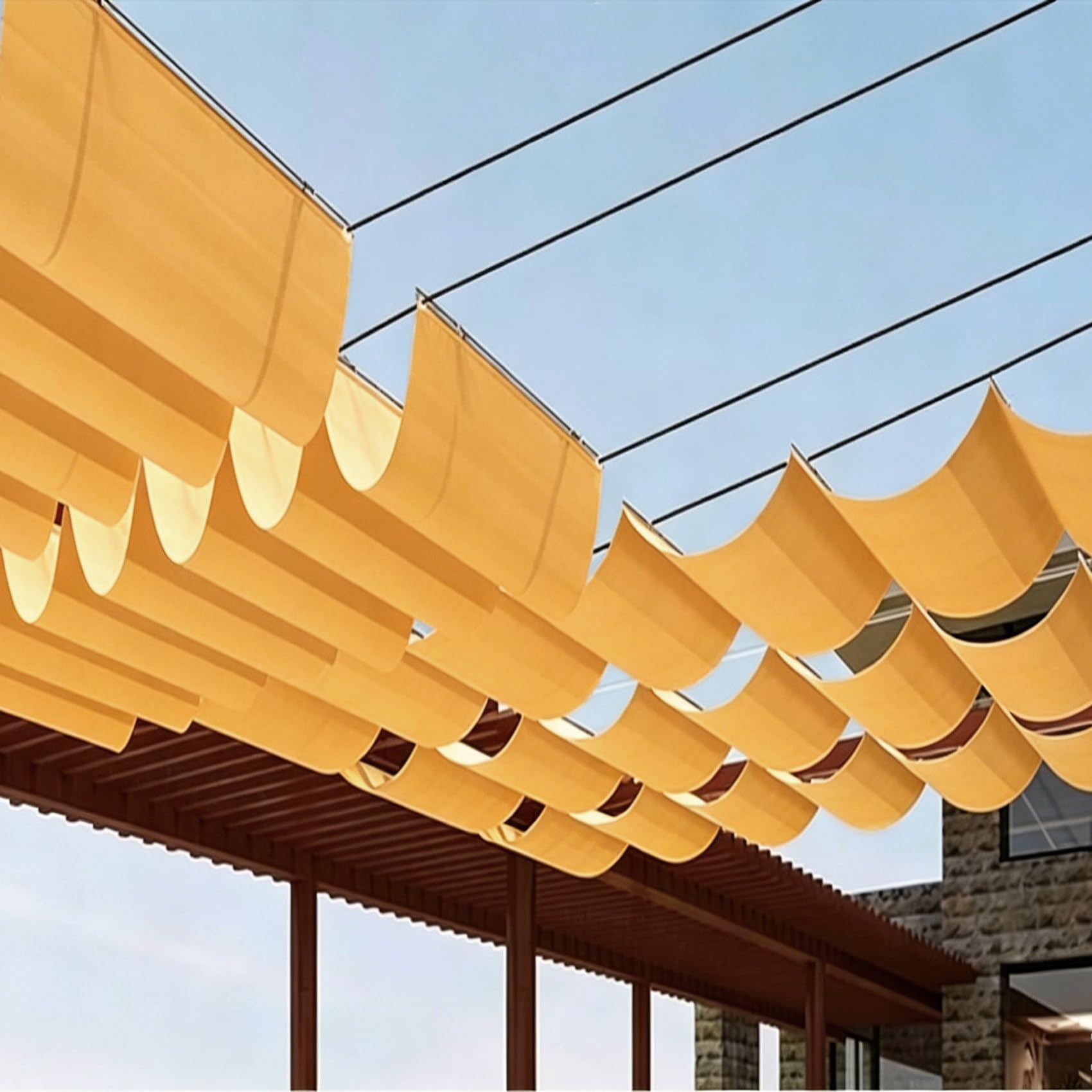 Voile d'ombrage anti-déchirure avec œillets et corde pour pergola 0.7x10m