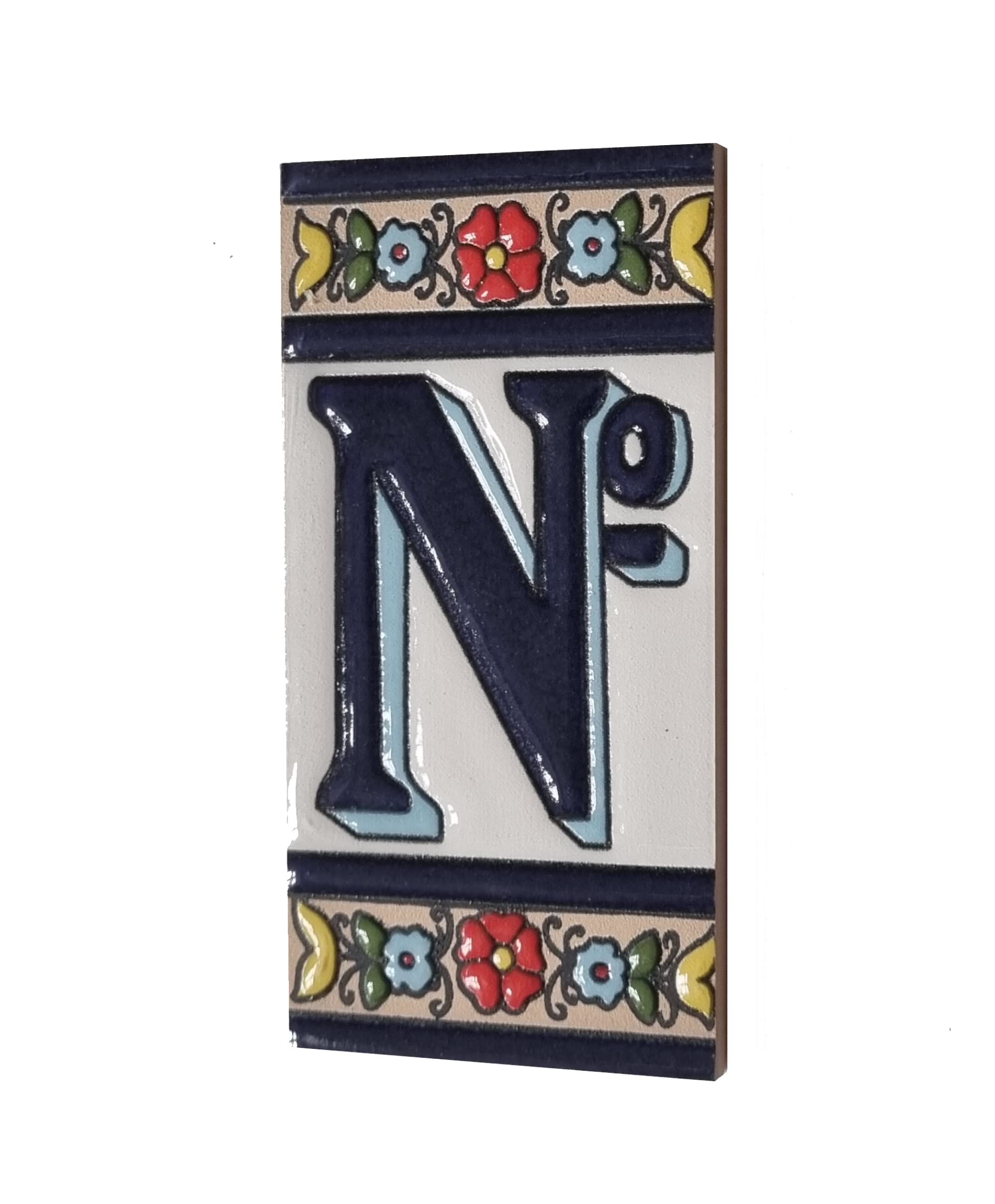 Altea Spanish Hand-painted Ceramic 11 x 5.5 cm or 2.165 x 4.331 inch House Number Tiles (No Sign)