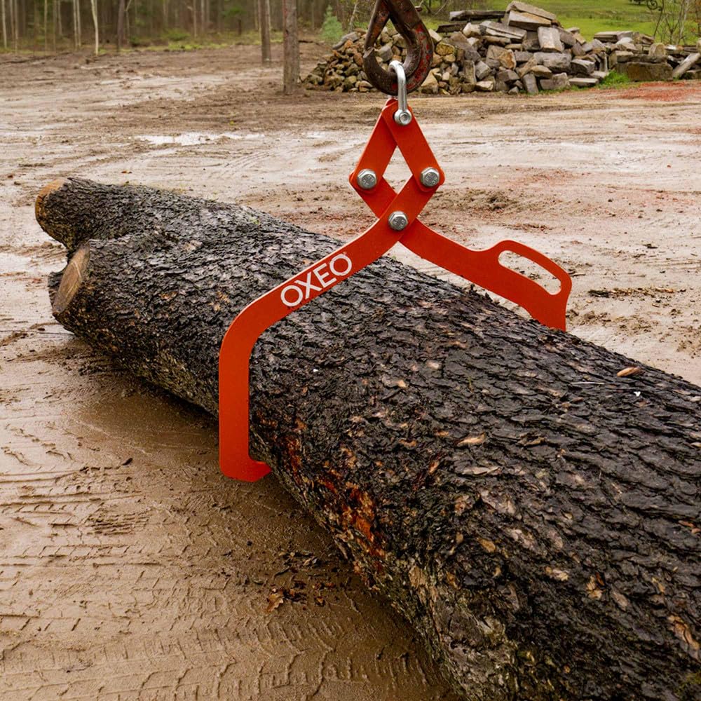 Oxeo Pince forestière capacité 1000 kg - pour Troncs Max. 700 mm - Pince de Levage 2 mandrins de Serrage - Force 1 Tonne - poignée