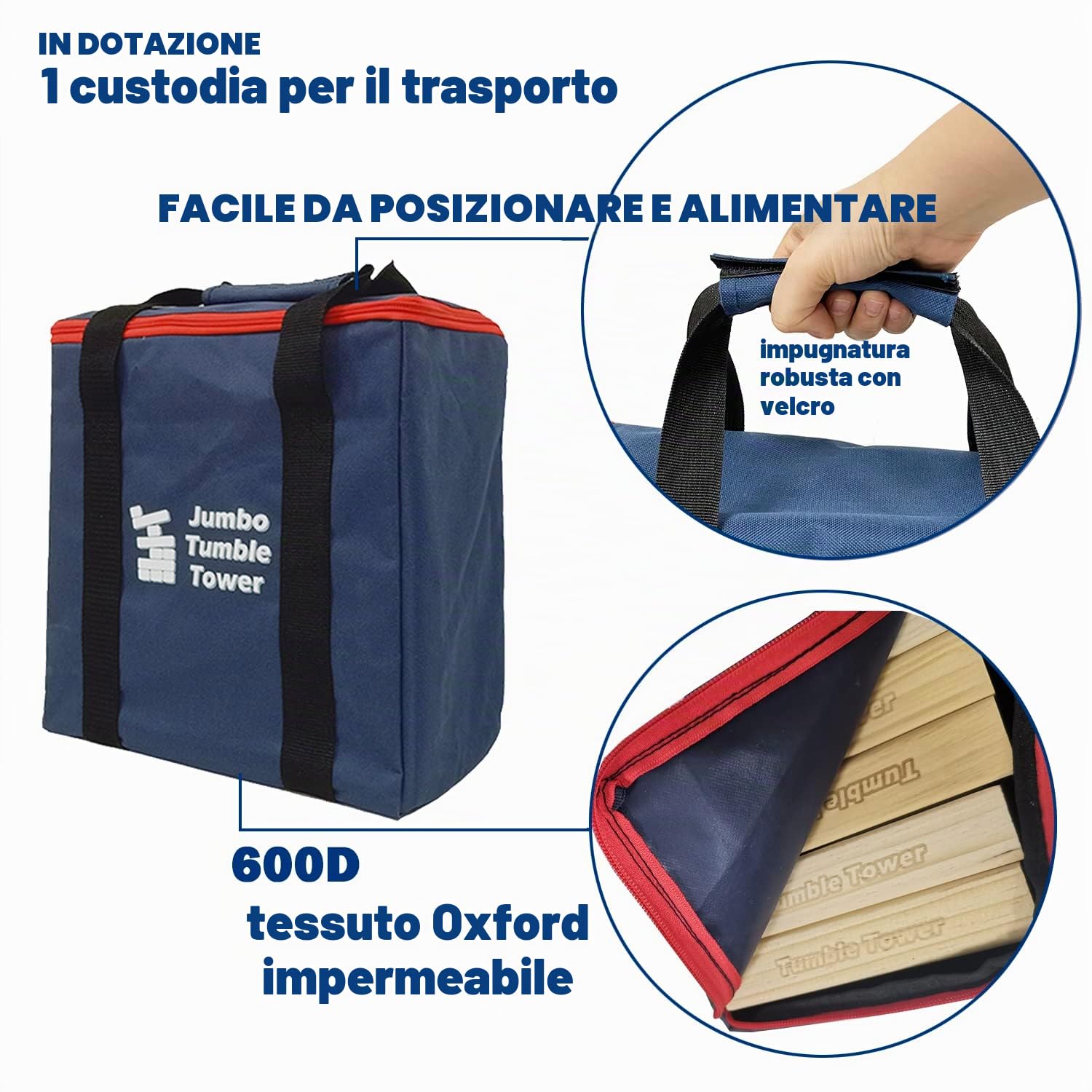 JacMok Jumbo Tumble - Torre oscillante, 60 pezzi, in legno di pino
