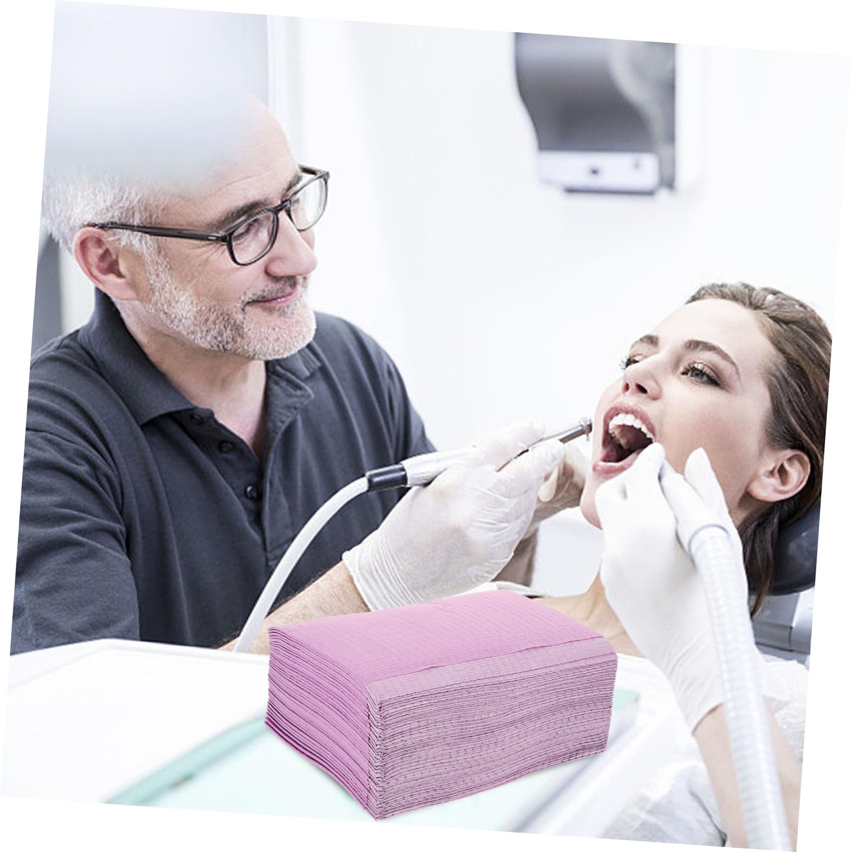 125 Blatt Einweg lätzchen Einweg schutzlätzchen aus Vliesstoff Lila Kliniktauglich Atmungsaktiv Hygienisch Praktische Anwendung für Zahnkliniken