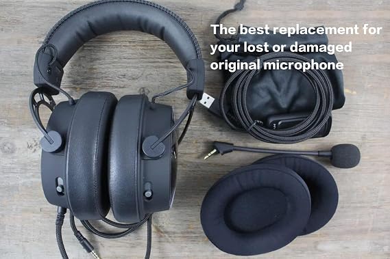 Replacement Game Mic for Kingston HyperX Cloud Alpha Gaming Headset on PS4 PS5 Xbox One PC, 3.5mm Detachable Boom Microphone