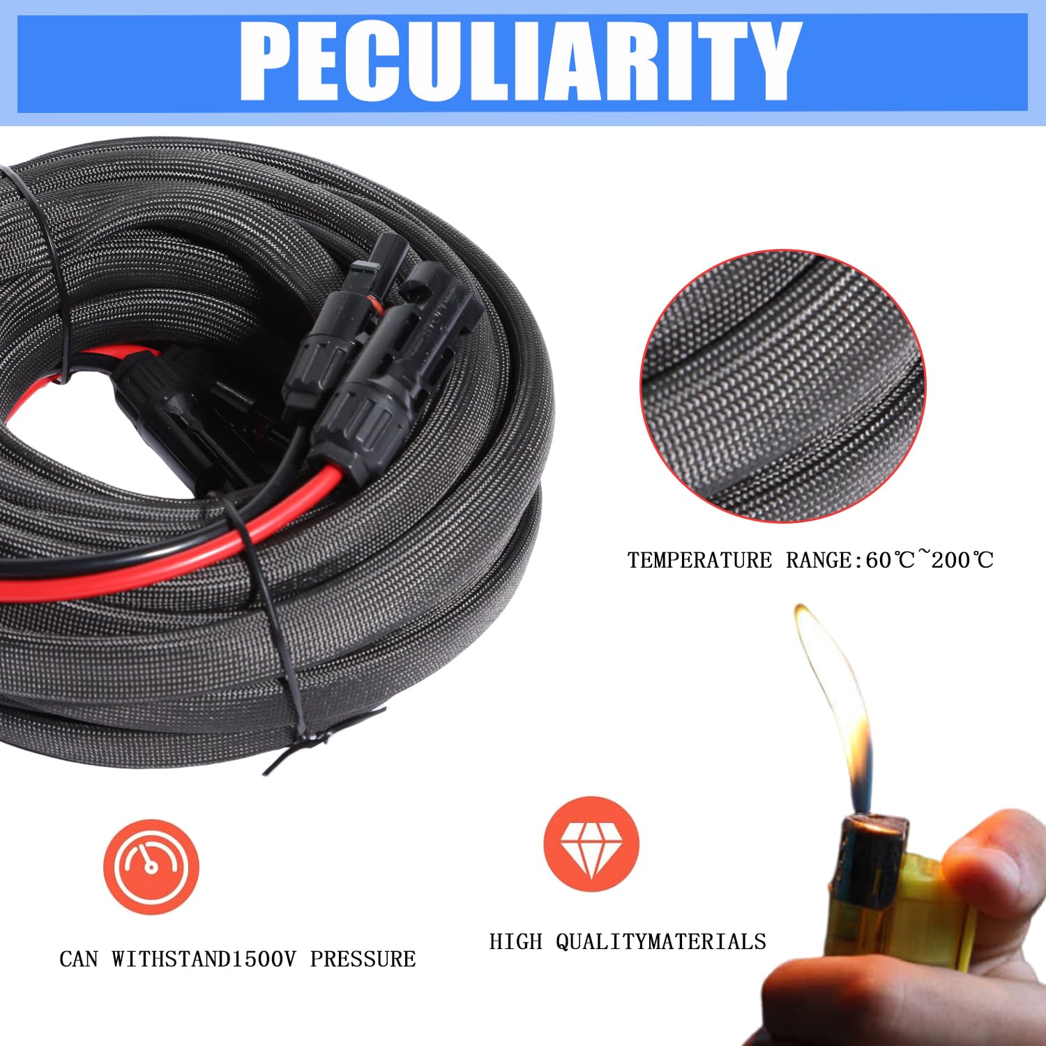 Cavo di prolunga per pannello solare, cavo PV, 10 AWG (6 mm²), 9 m, IP67, impermeabile, connettori maschio/femmina, per camper e sistemi domestici, in rame stagnato, per barche all'aperto