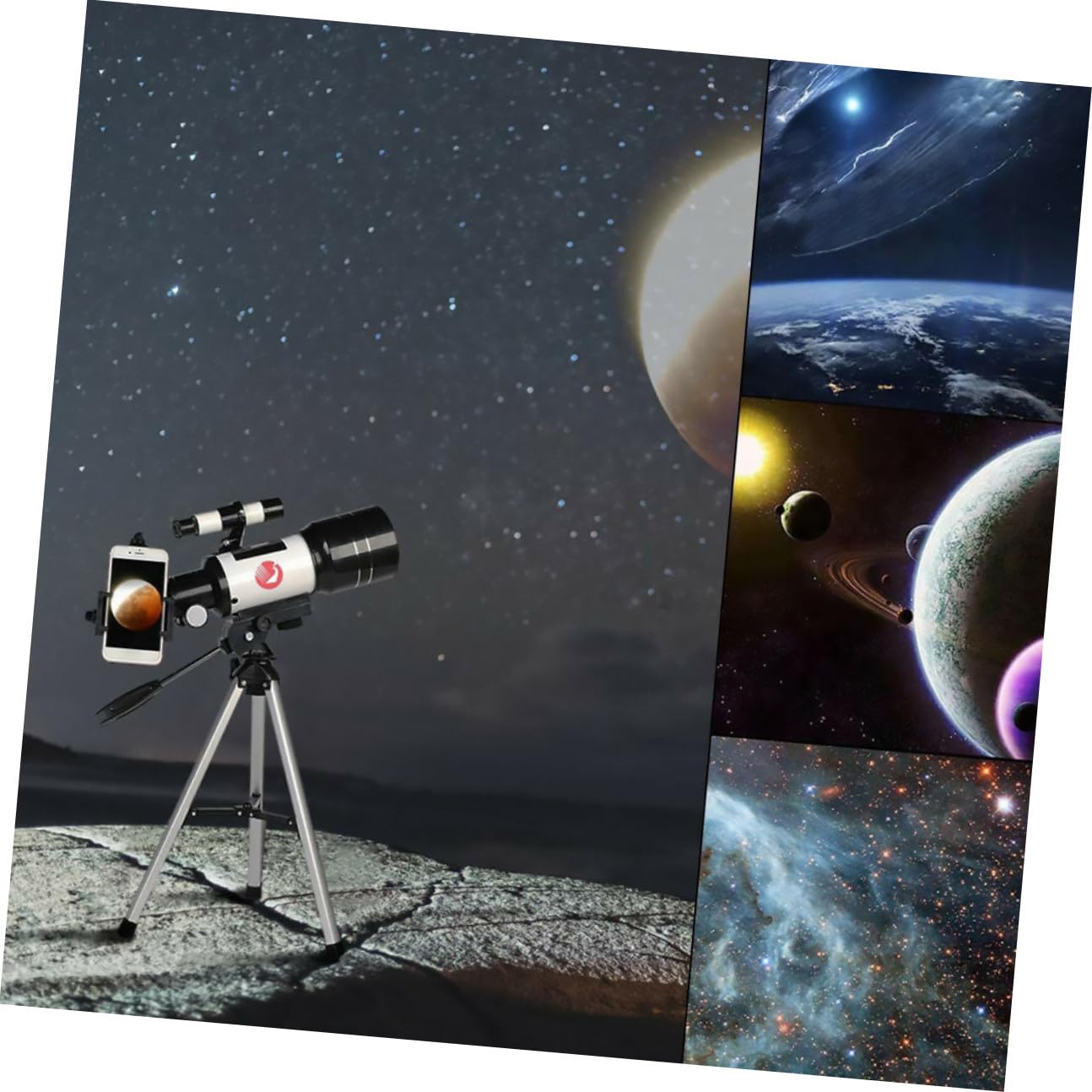 Telescopio Astronomico 150x 70mm e Clip con Treppiede per Telefono