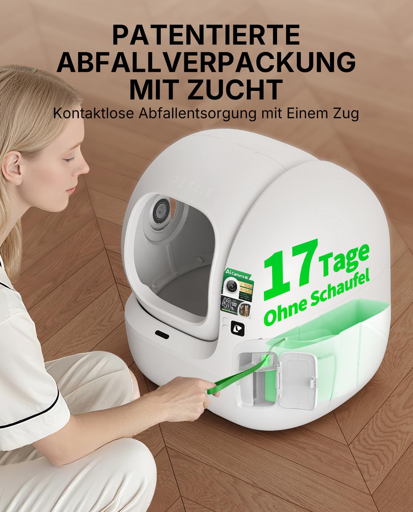 PETKIT PUROBOT Max Pro 2 Selbstreinigende Katzentoilette, Katzenklo Selbstreinigend mit Kamera, Intelligenter Reinigung, Präzise Mehrkatzen-Erkennung, KI-Gesundheitstracking, für Mehrere Katzen