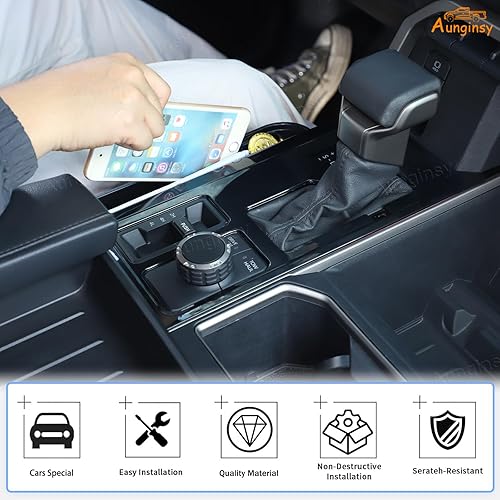 Vista 77 de Aunginsy Cubierta de panel de palanca de cambios de control central, compatible con Toyota Tundra/Sequoia 2022-2024, consola de palanca de cambios