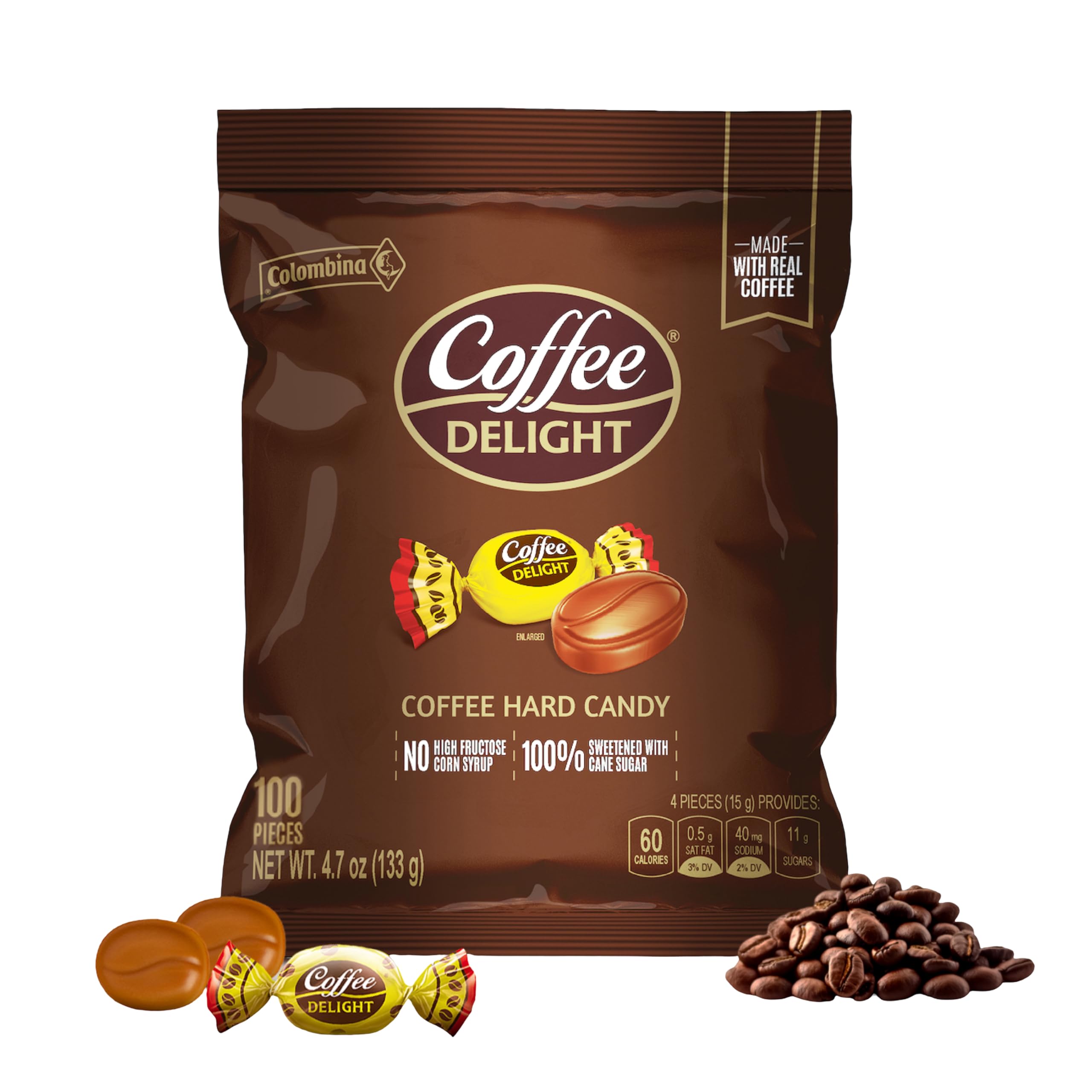 Colombina Coffee Delight Hard Candy, Coffee-Flavored Candy, 100 Count (Pack of 1)
