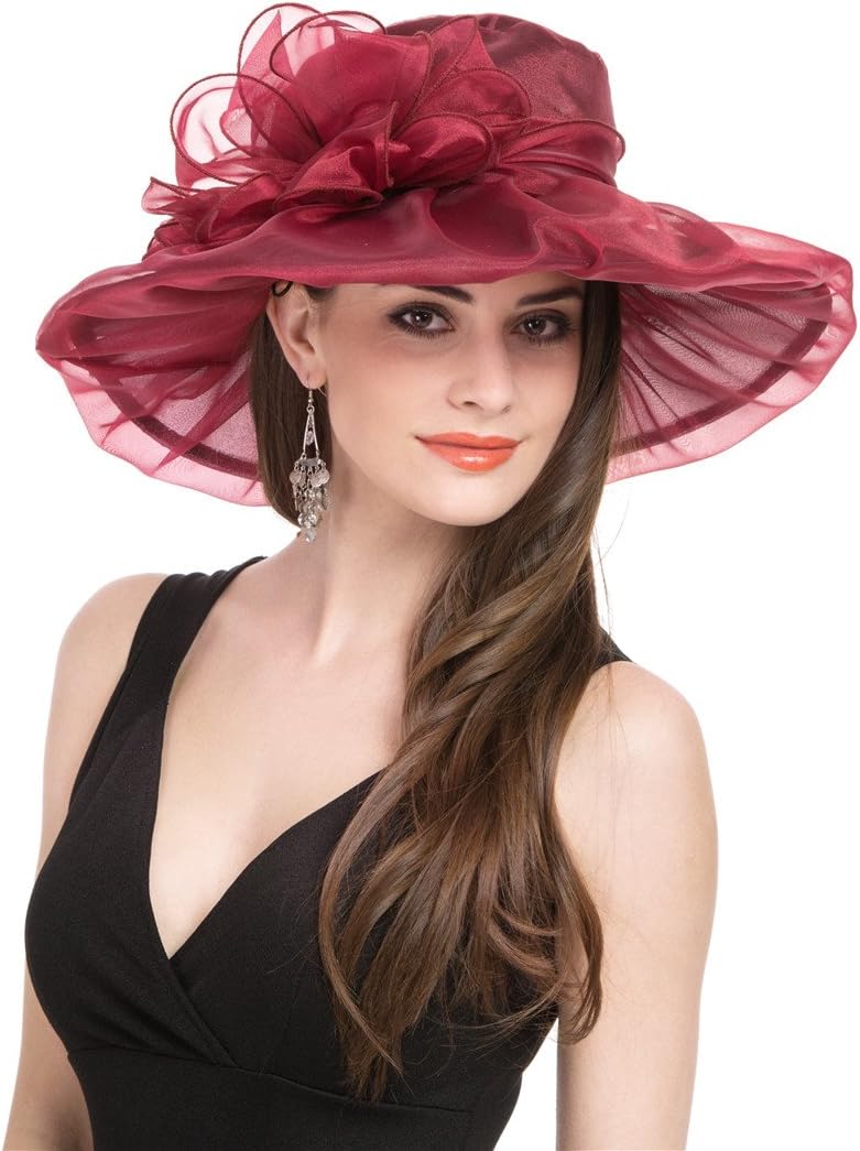 SAFERIN Women's Organza Church Kentucky Derby Fascinator Bridal Tea Party Wedding Hat - Image 3