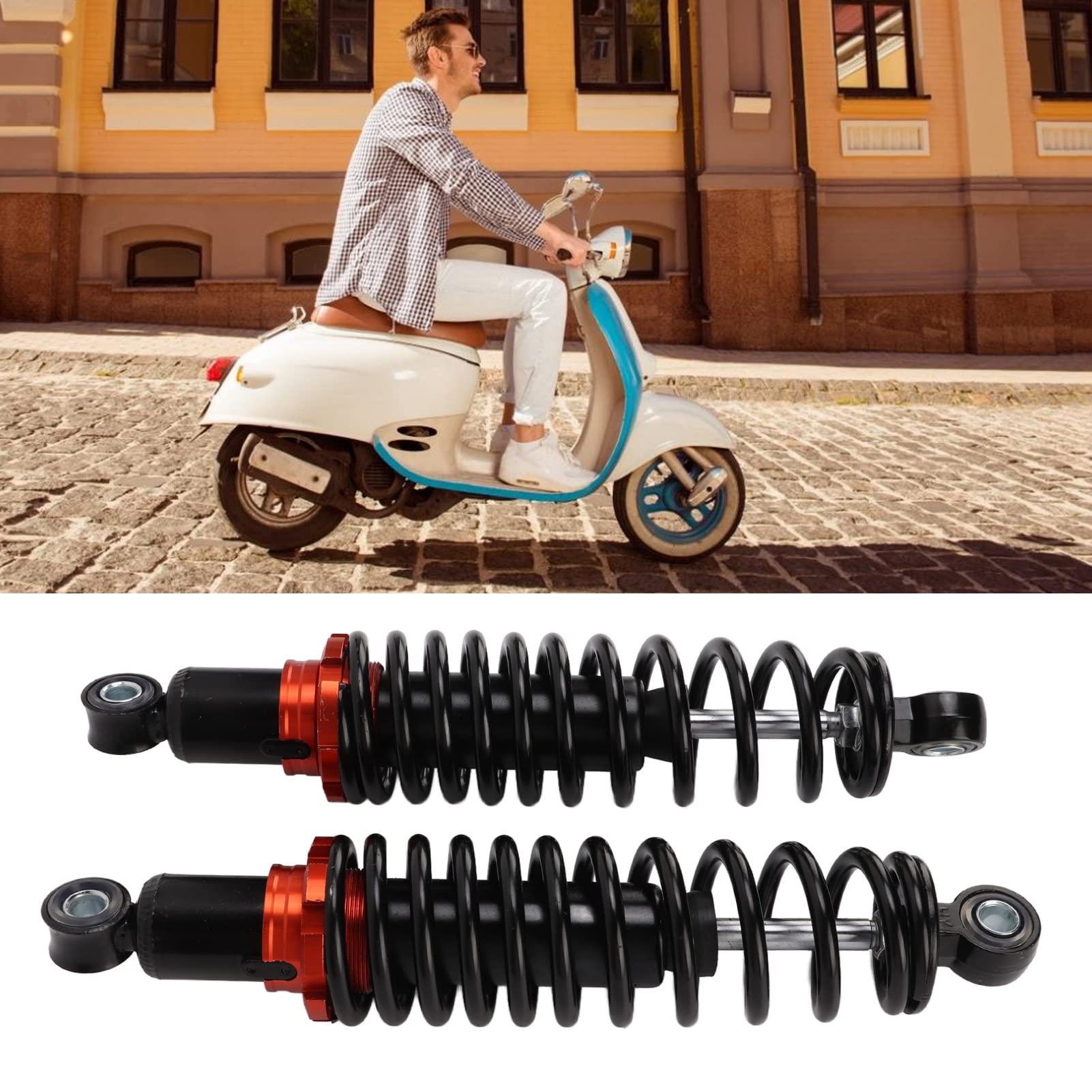 Ammortizzatore universale per moto, ammortizzatori posteriori in acciaio inossidabile, ammortizzatore elettromobile per bici elettrica da 27 cm/10,63 pollici con cappuccio in