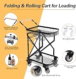 LACACIVIN 2-Tier Foldable Shopping Cart – Metal frame with reinforced steel base