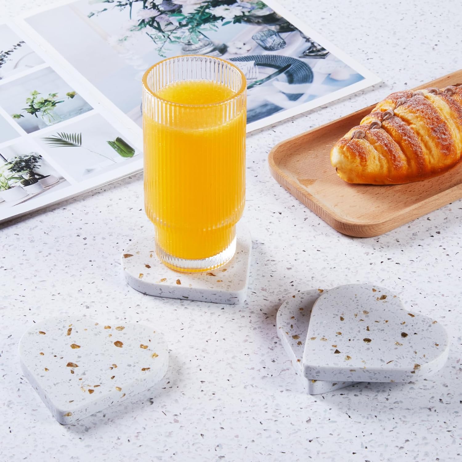 Heart Shape Coasters Set of 4 for Drinks,Coaster for Tabletop Protection,Cup Holder Coasters for Multiple Cup Types,Coaster Gifts for Home Decor House Warming - Image 2