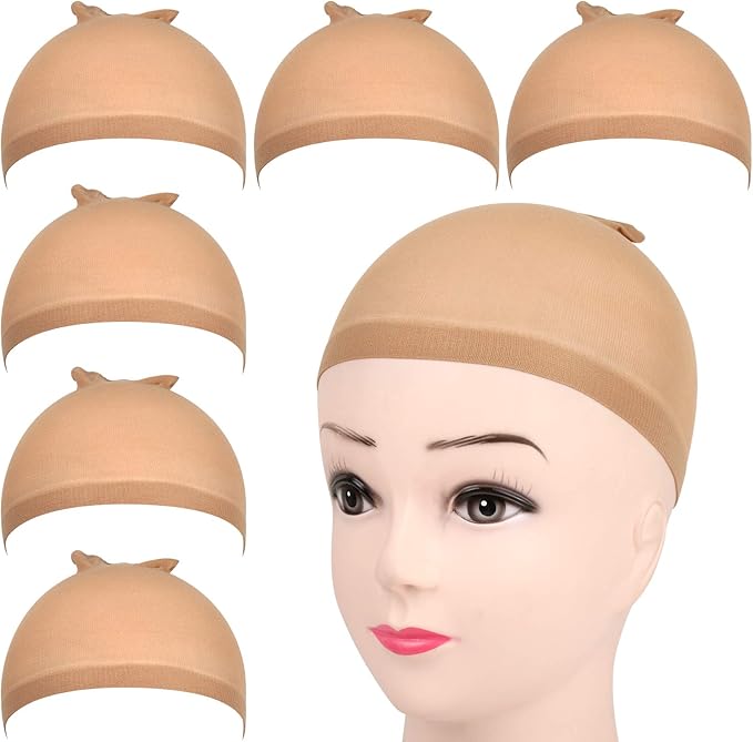 Wig Cap Light Brown, FANDAMEI 6pcs Wig Caps to Hold Wig in Place, Ultra