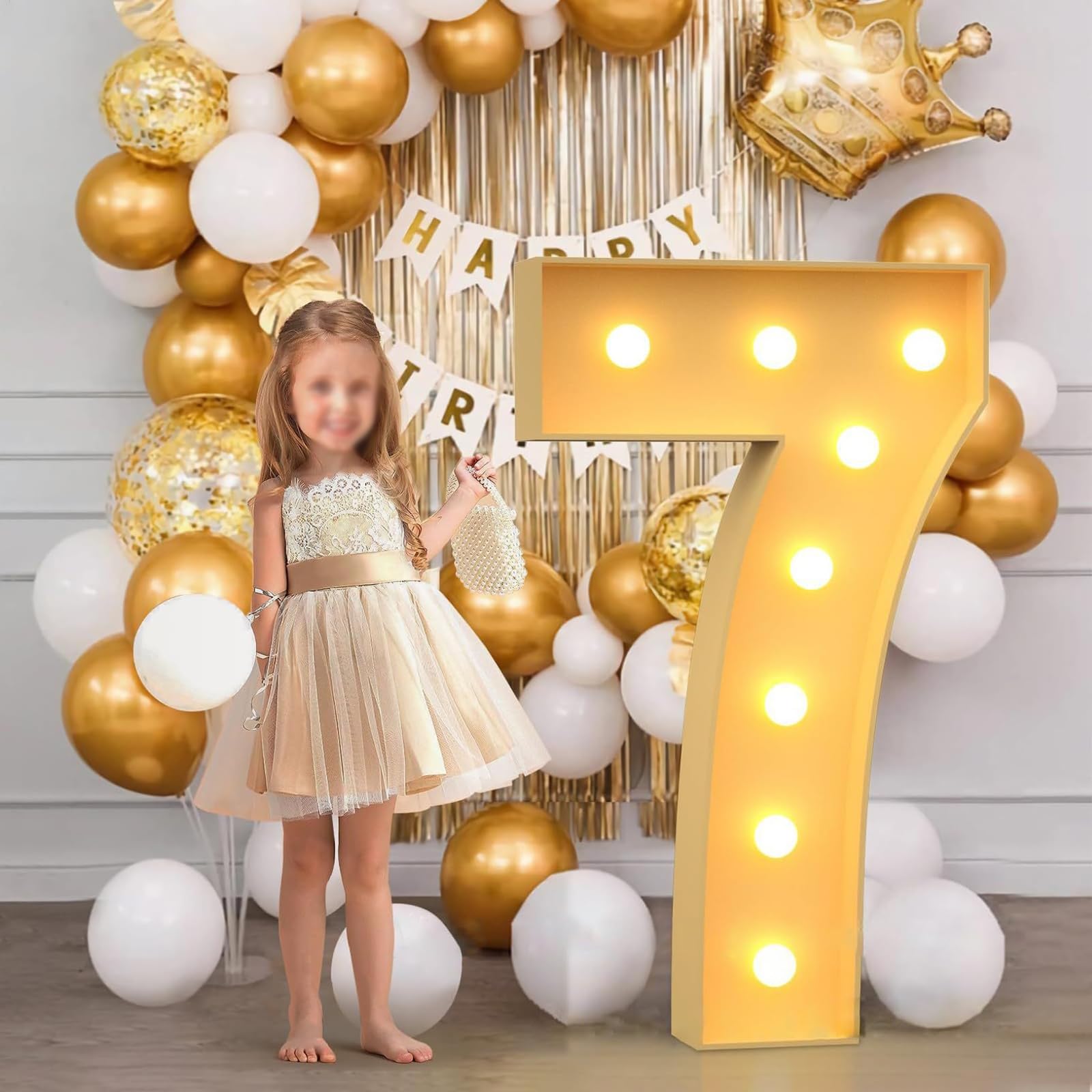 SeñAl Luces Letras Led Decorativas, Letrero 0-9 DíGitos Luces, 2025 Decoraciones GraduacióN para La Pared Fiesta CumpleañOs Boda DecoracióN Bar Casa NavideñO,120cm,7