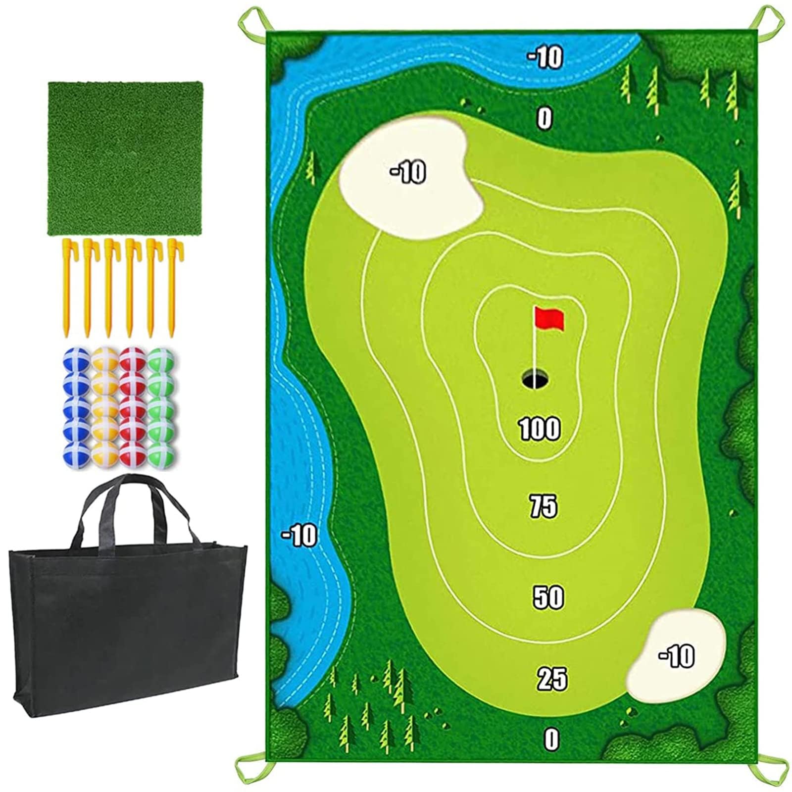 Set da Gioco di Golf Battle Royale Casual, Tappetino da Gioco per Scheggiare Il Golf, 20 Palline da Golf, per Adulti, Famiglie, Casa, Giardino E Ufficio,1.2 * 1.8m/3.9 * 5.9ft