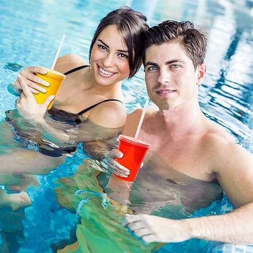 Miniatura 10 de Rolling Sands Vasos de plástico reutilizables para estadio de 16 onzas con tapas paquete de 6 vasos que cambian de color hechos en Estados Unidos