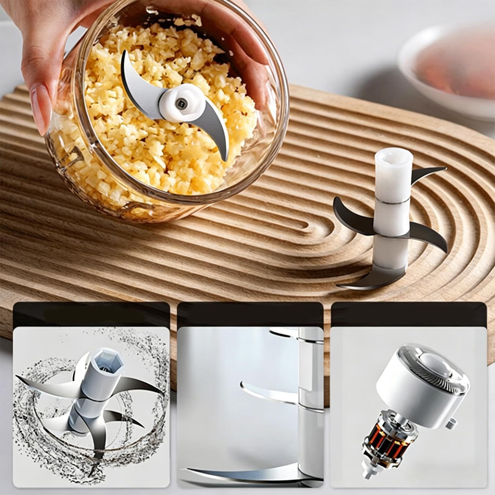 Mini Picadora Alimentos Recargable Antisalpicaduras Con Cuchara