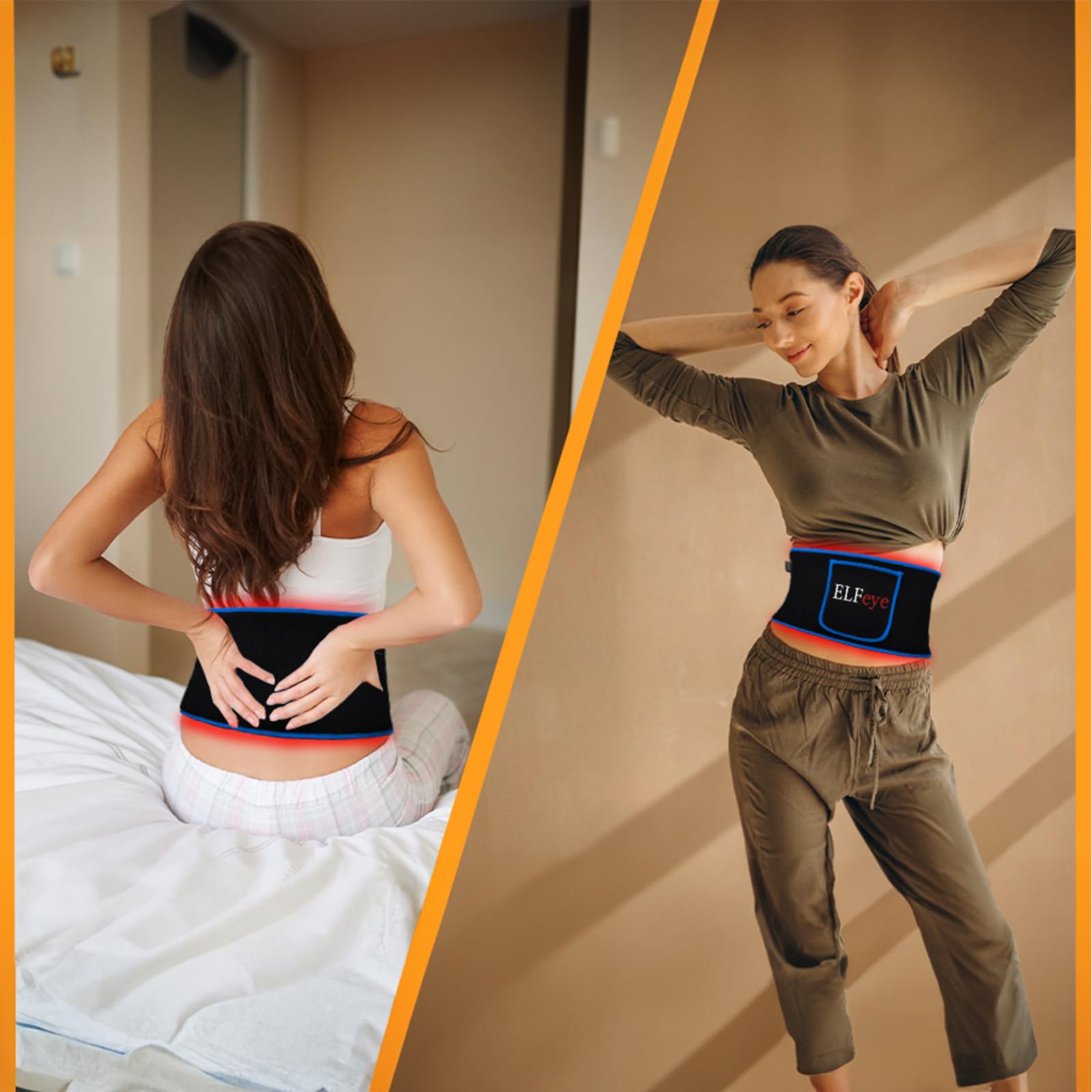 Elfeye Rotlichtlampe Therapie Gürtel Infrarotlampe 660nm Red Light Therapy Belt 850nm Infrared Rotlichtlampe Therapie Zur Linderung Entzündungen, Gelenk- und Rückenschmerzen Infrarot Matte mit Timer