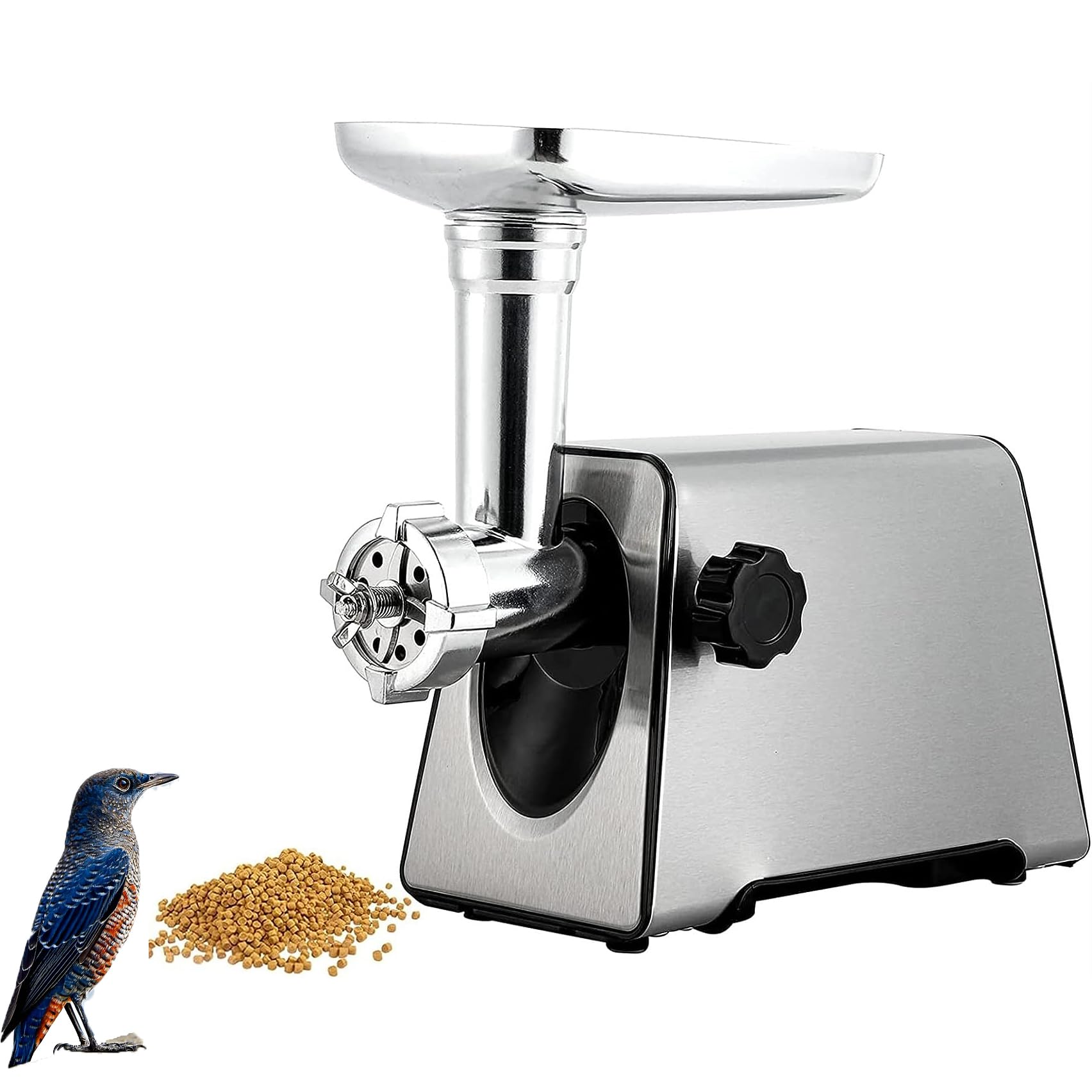 McbeAn Electric Animal Feed Pellet Maker, Dog Cat Food Pellet Mell Making Machine, Pet Birds Fishing Bait Granulator, Various Molds Optional, for Farm Animal Feedstuff Household