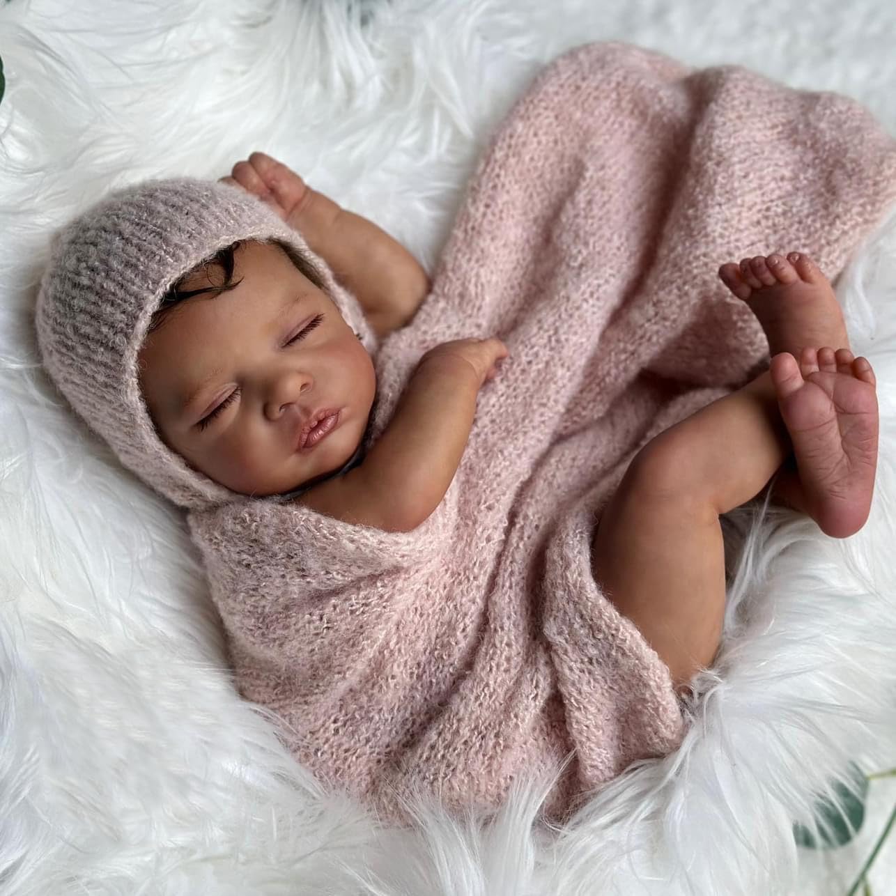 Zero Pam Black Reborn Baby Dolls 19 Inch Realistic Baby Doll Black Reborn Girl Doll Cloth Body Sleeping Like Real Babies with Curly Hair for Girl Boy Toys
